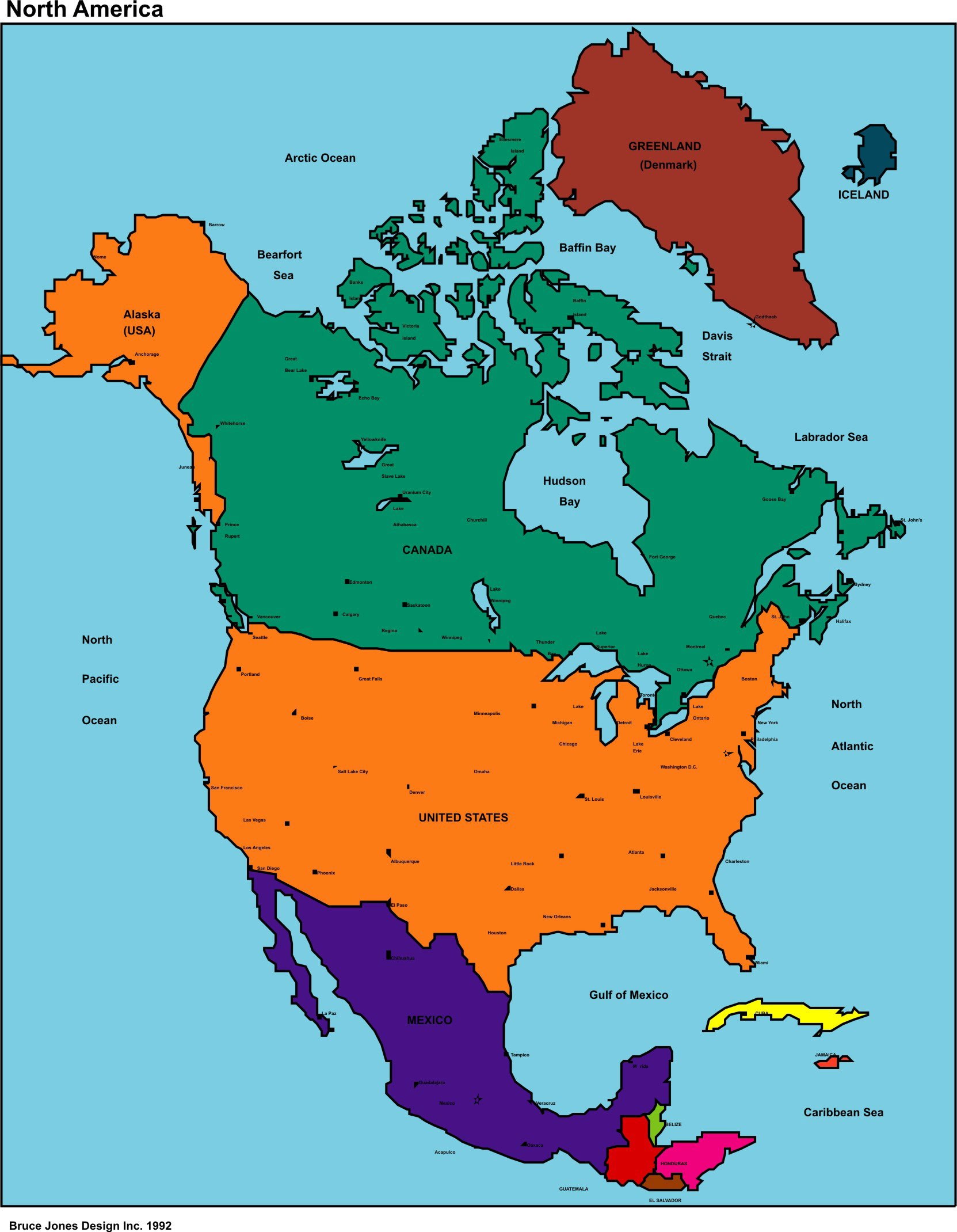 División política de América del Norte - Tamaño completo