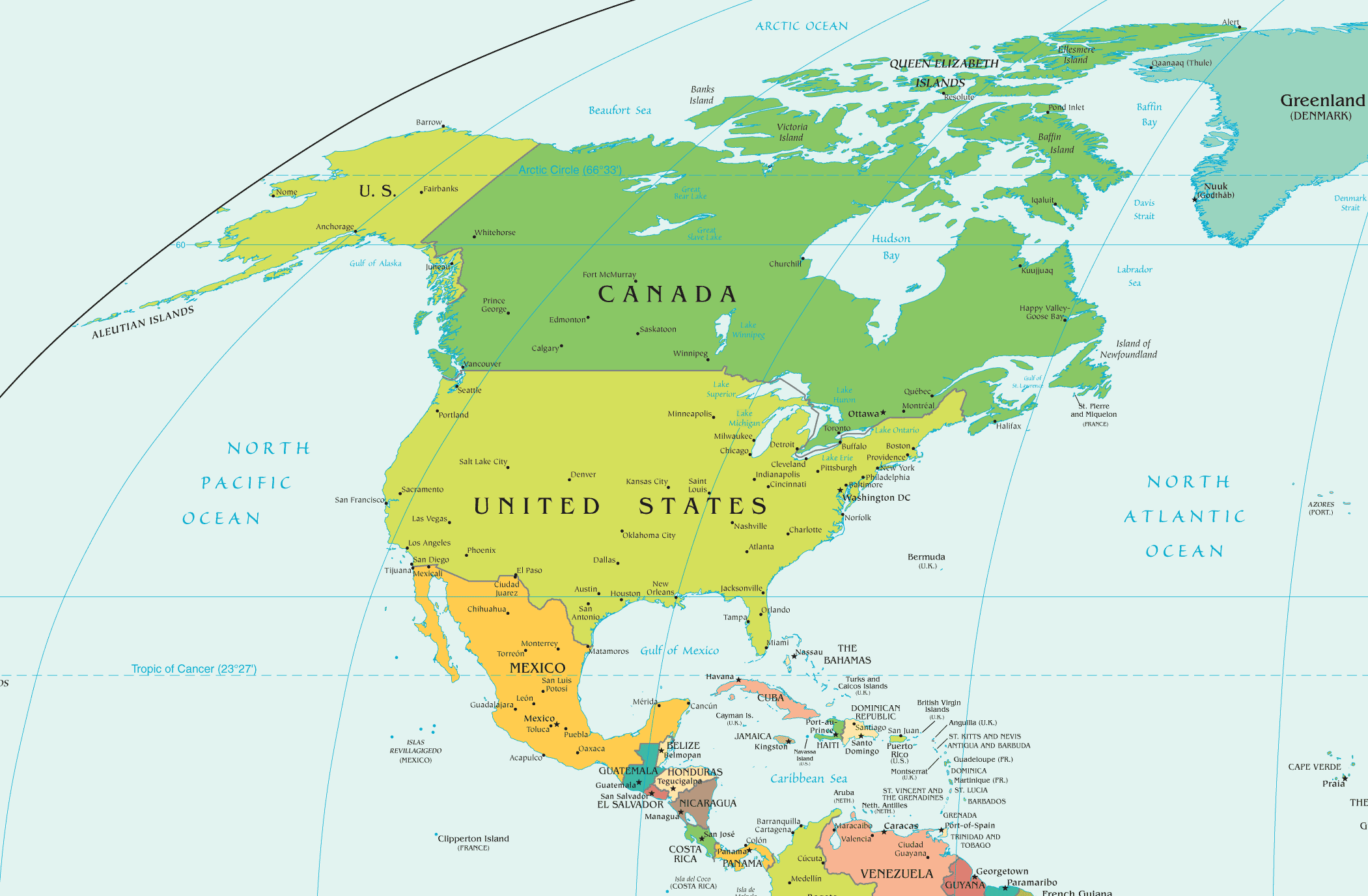 América del Norte mapa político - Tamaño completo