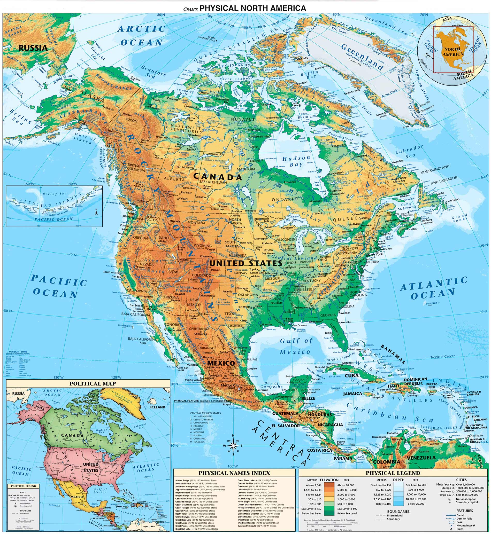 North America Physical Map Full Size Gifex