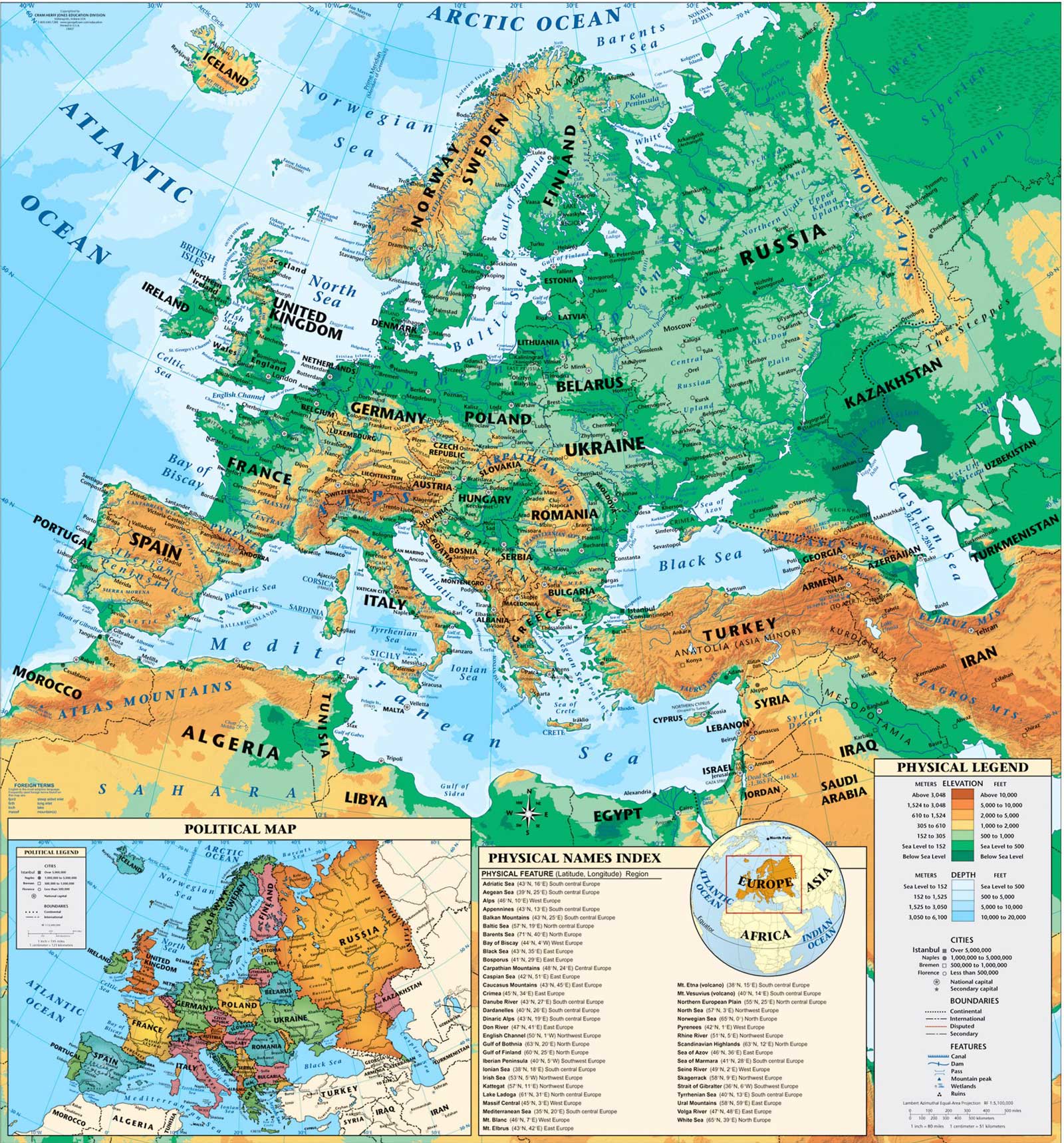 Mapa Fisico Y Politico De Europa | Mapa