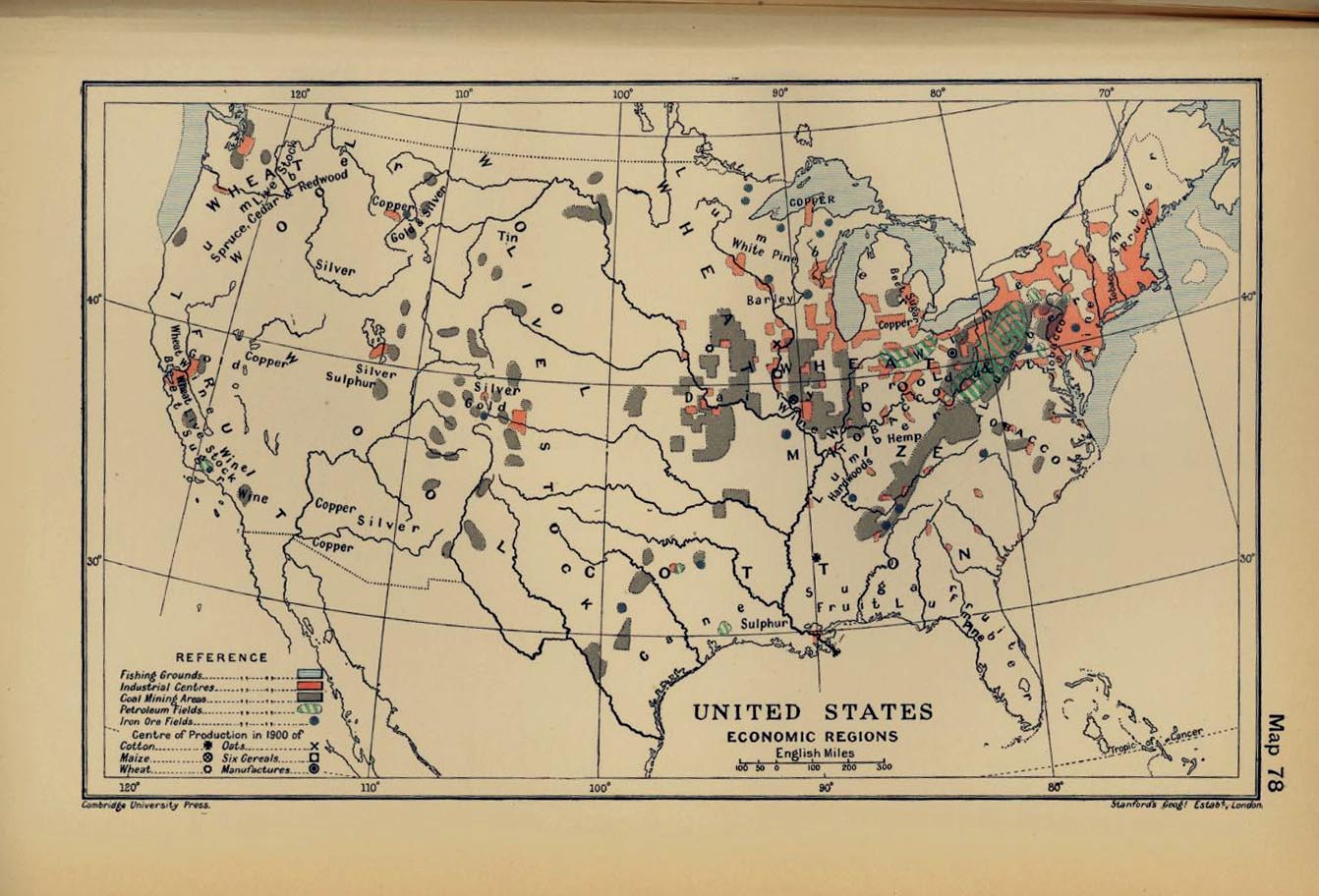 Regiones económicas de Estados Unidos 1900 Tamaño completo Gifex