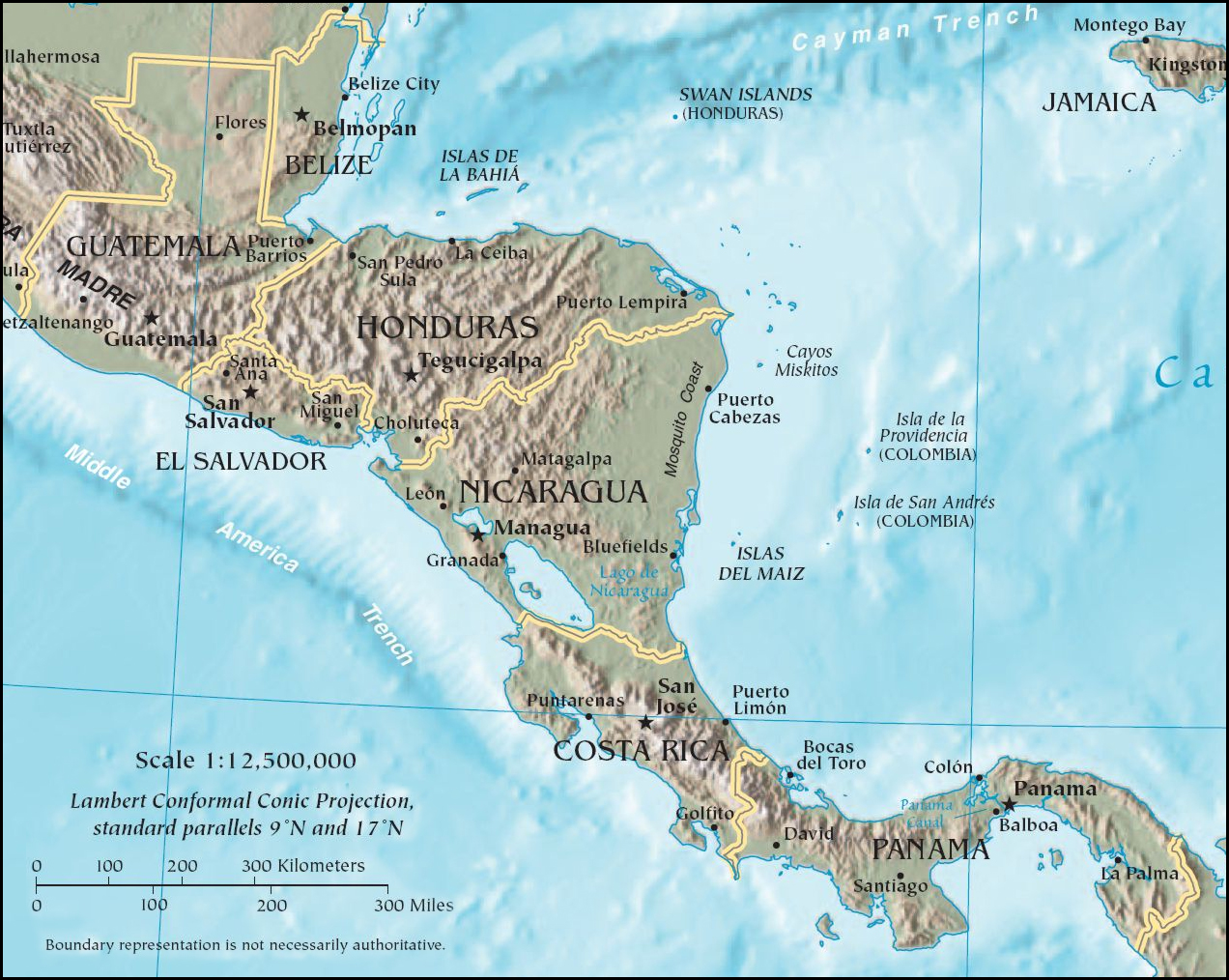 Central America Physical Map Physical Map Of Central America - Full Size | Gifex
