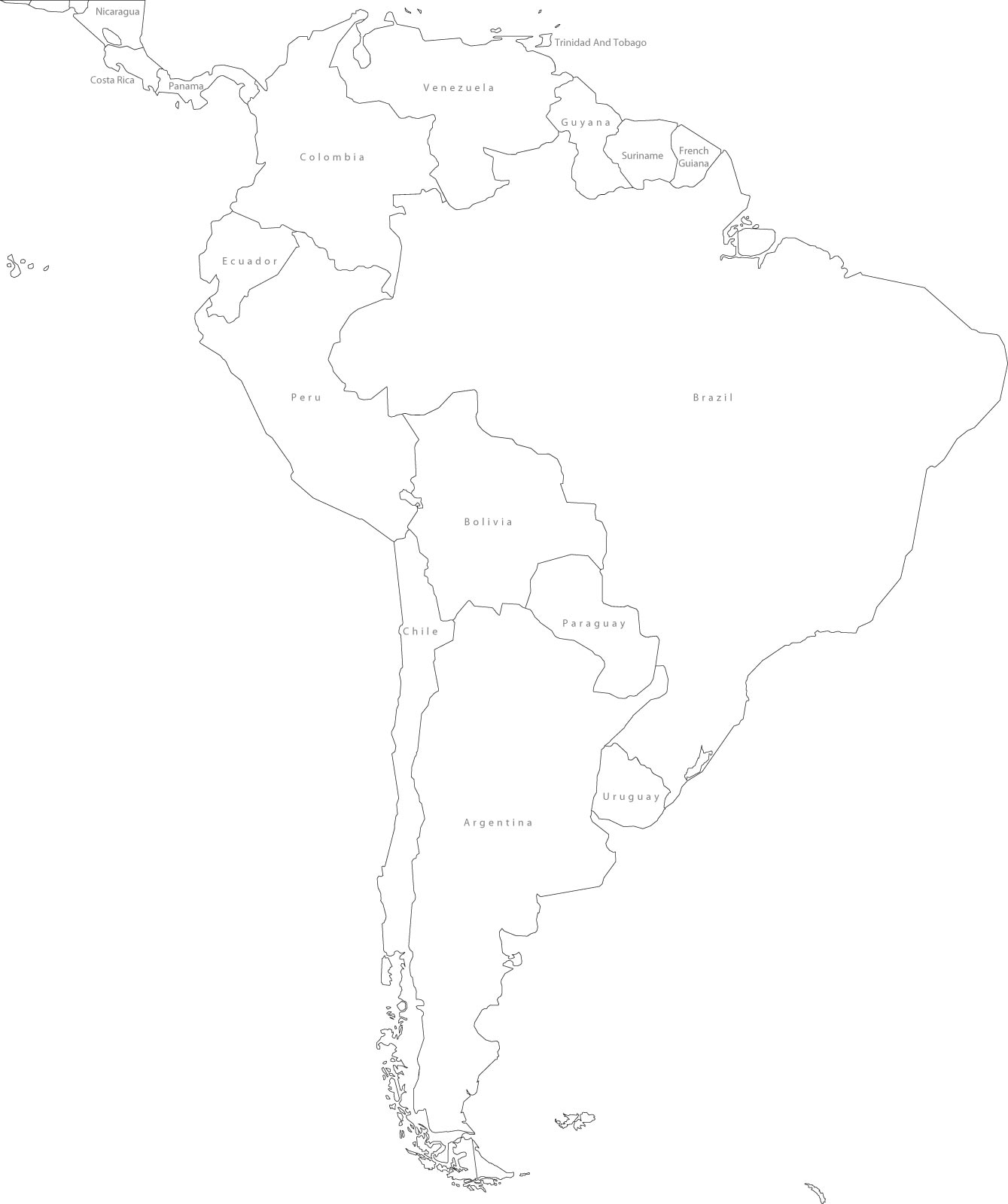 South america political outline map full size