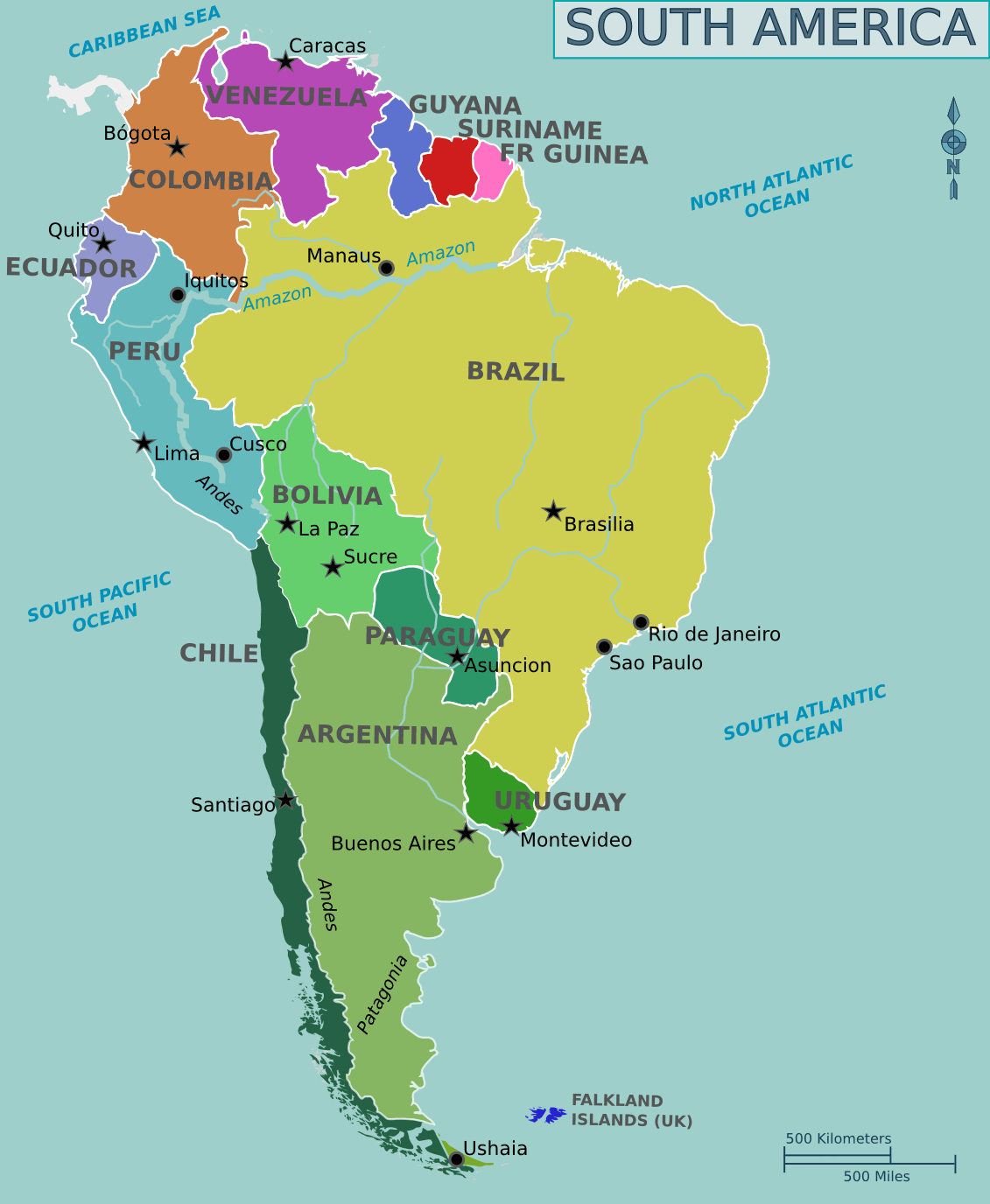 Mapa Político de Sudamérica - Tamaño completo | Gifex