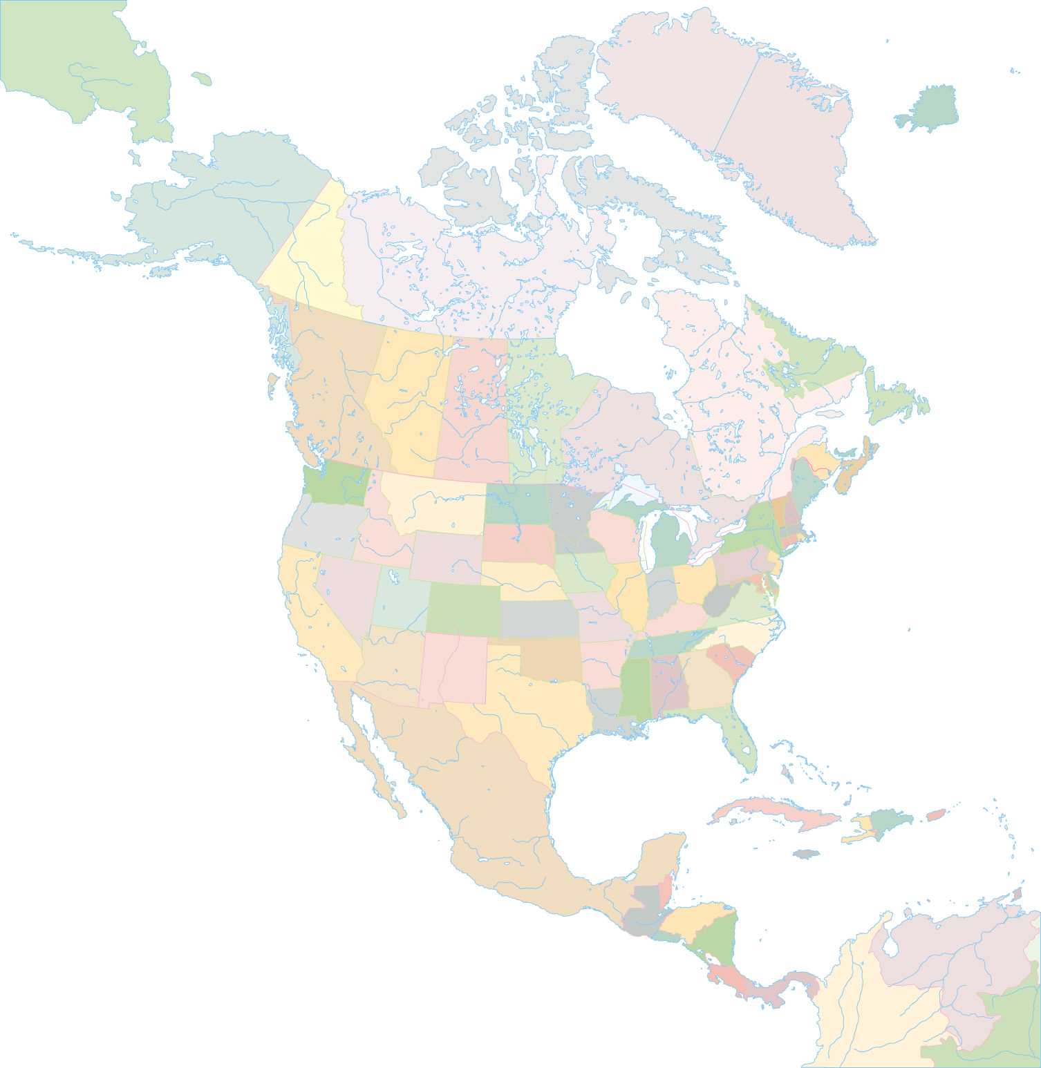 Color Blank Map Of North America Full Size Gifex