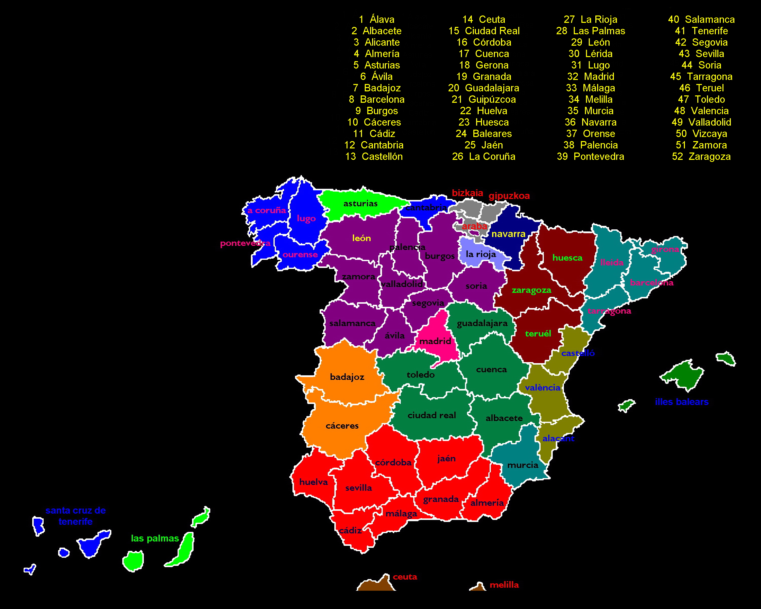 Deliberar bueno Observar Comunidades Autónomas y Provincias de España - Tamaño completo | Gifex