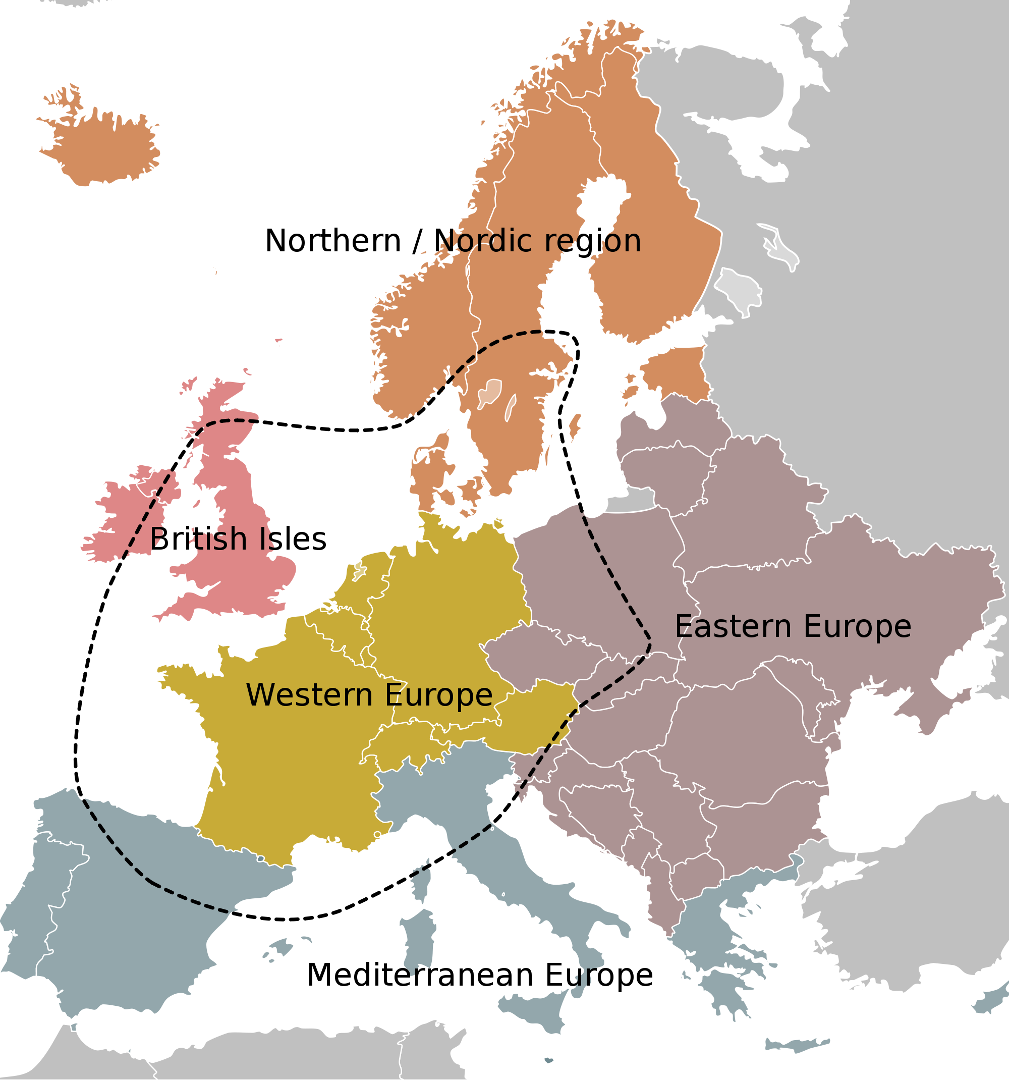 Las regiones de Europa Tamaño completo Las regiones de Europa Tamaño completo
