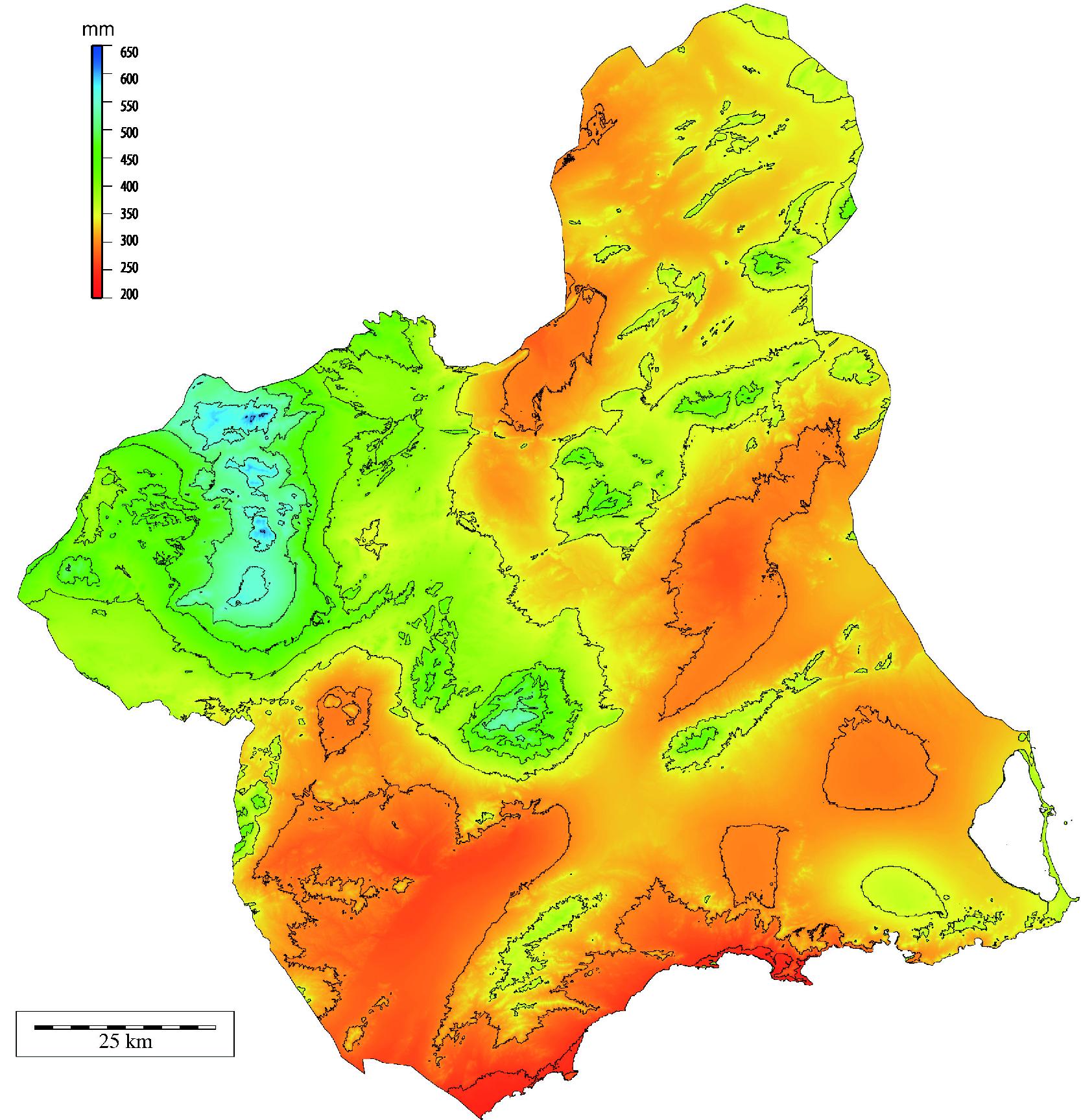 Precipitación media anual de la Región de Murcia - Tamaño ...