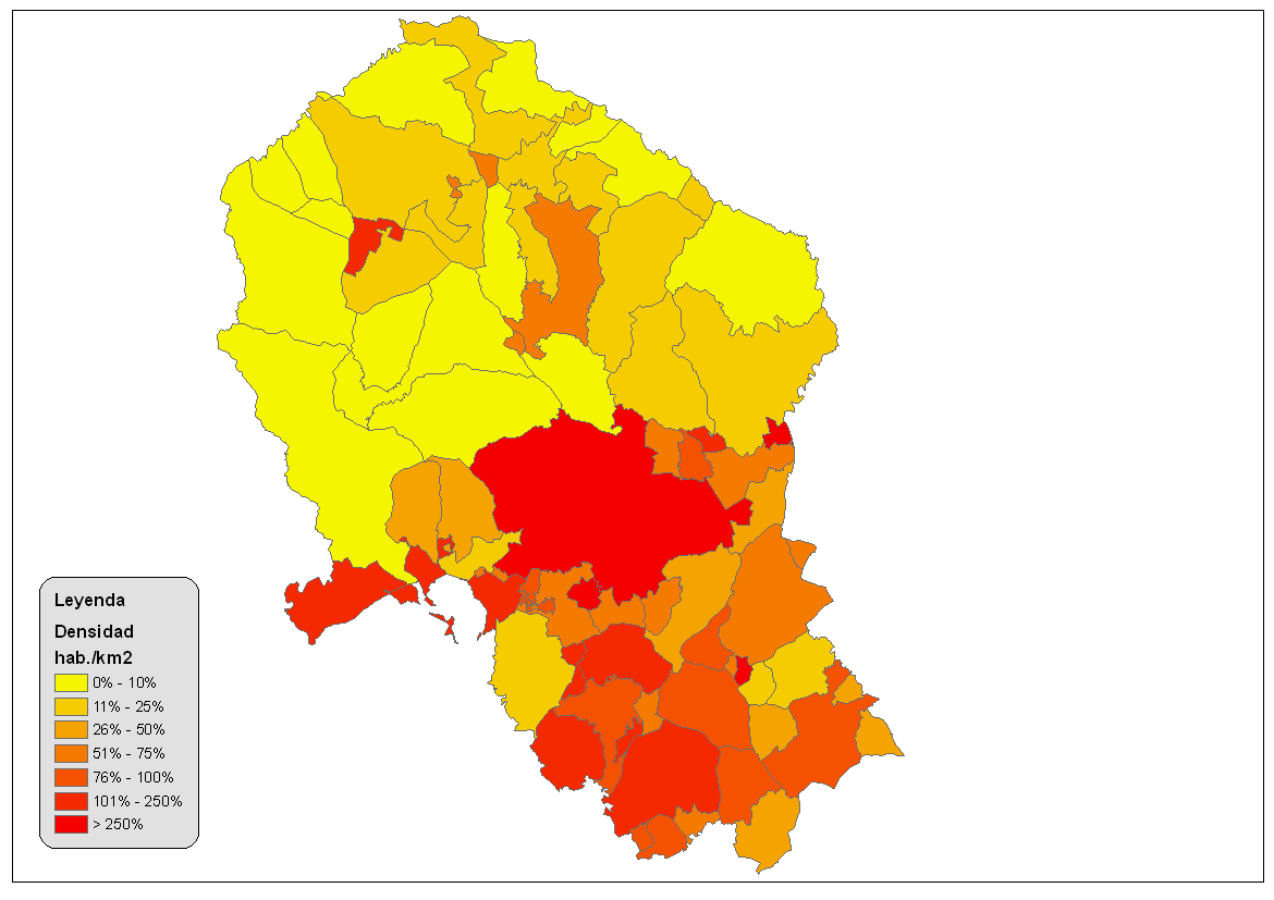 Densidad de población en la provincia de Córdoba 2008 Tamaño completo Densidad de población en la provincia de Córdoba 2008 Tamaño completo