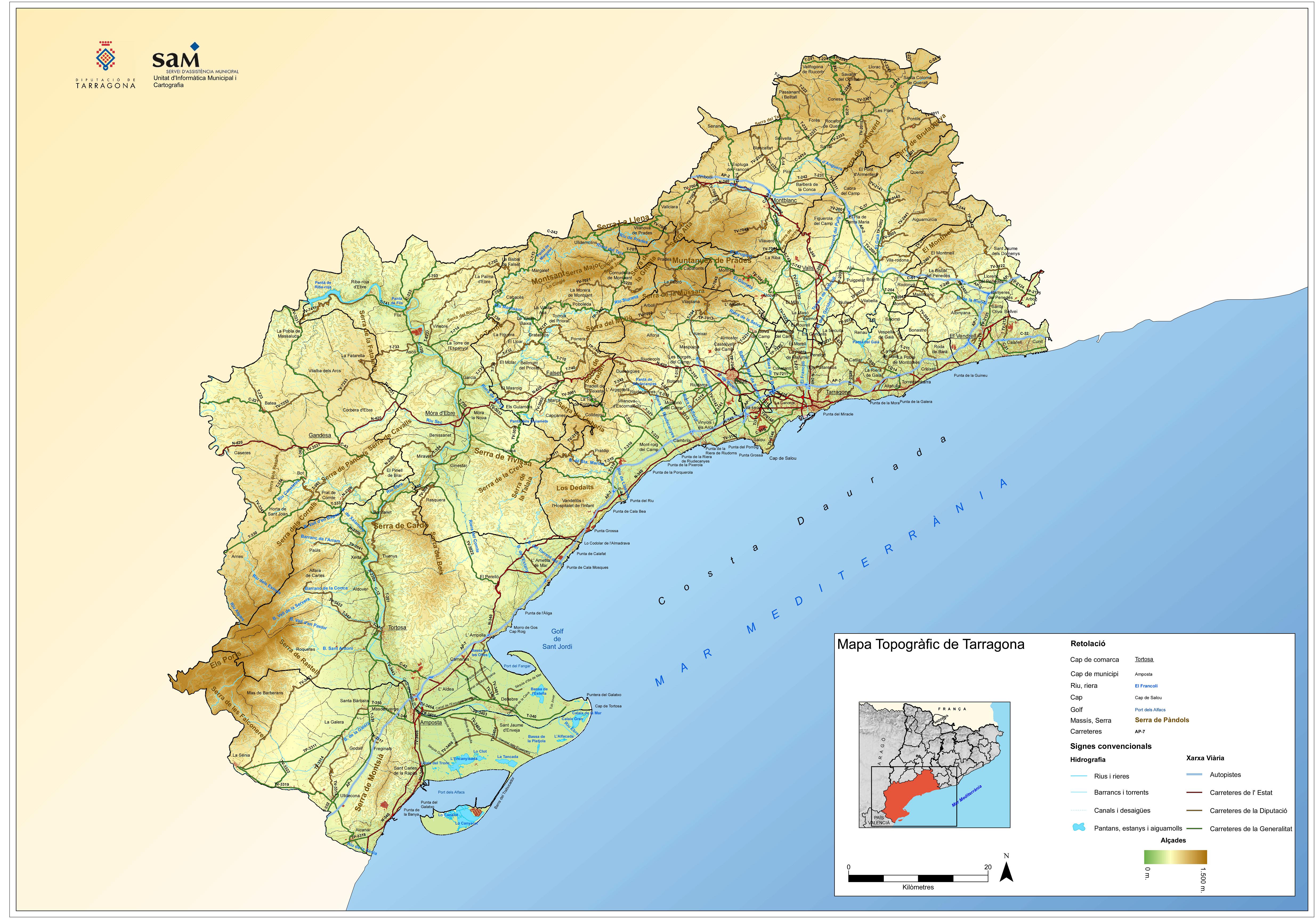 Mapa de la Provincia de Tarragona Tamaño completo