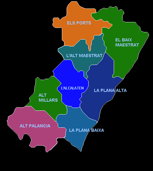 Comarcas of the Province of Castellón - Full size | Gifex