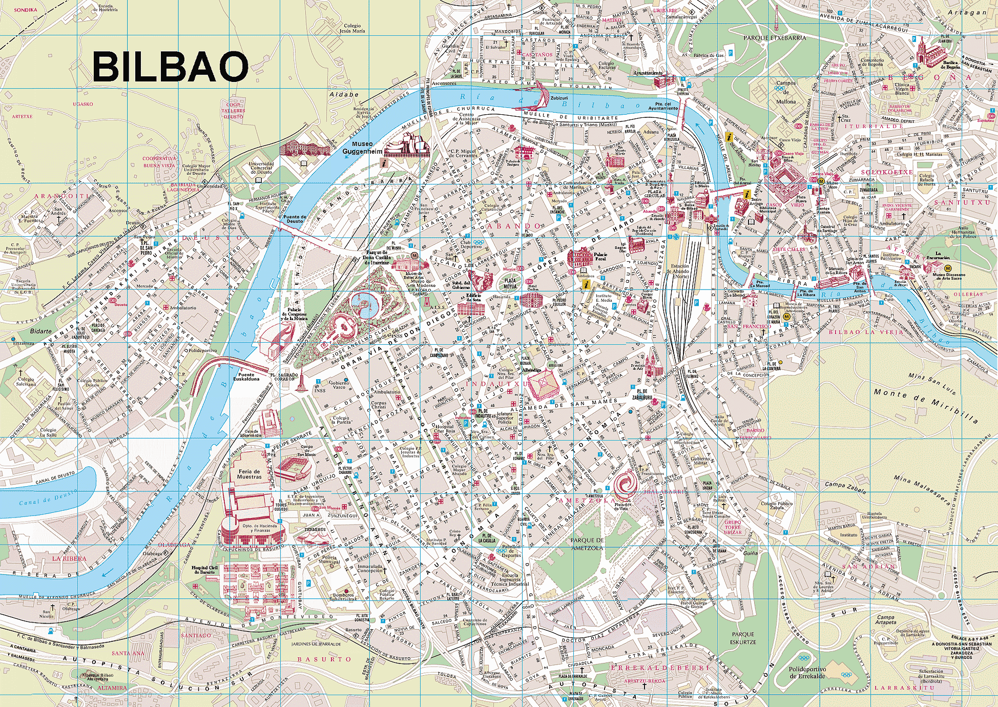 Tourist map of Bilbao - Full size