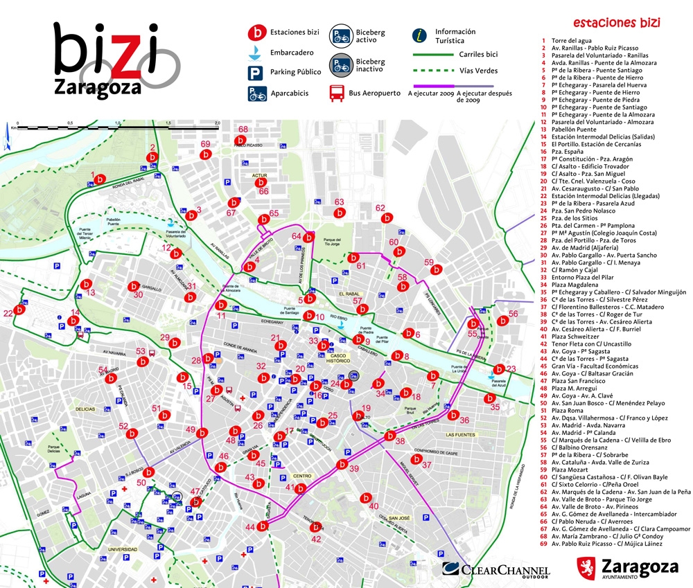 Zaragoza cycle routes network Full size Gifex