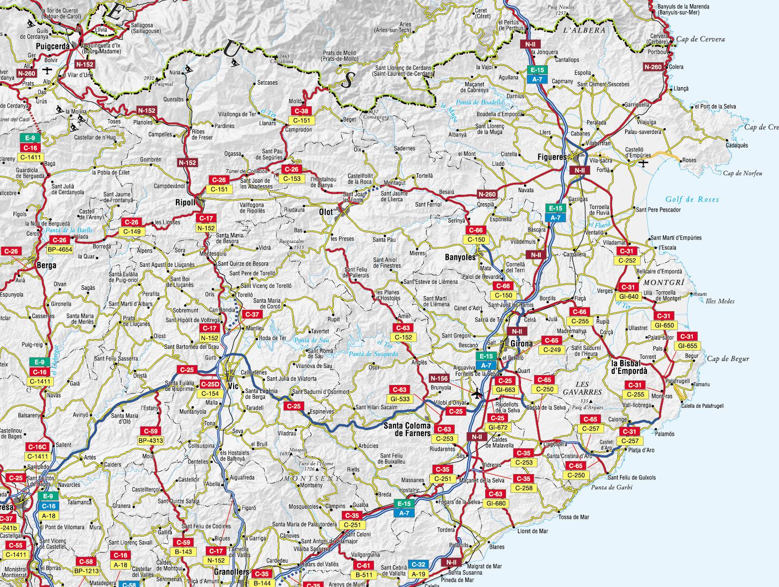 Girona map - Full size