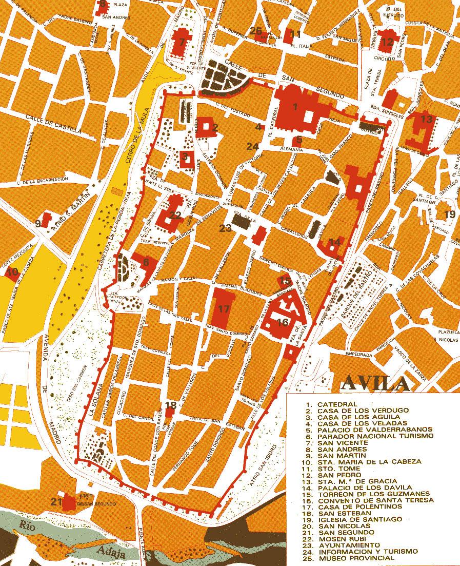 avila spain tourist map