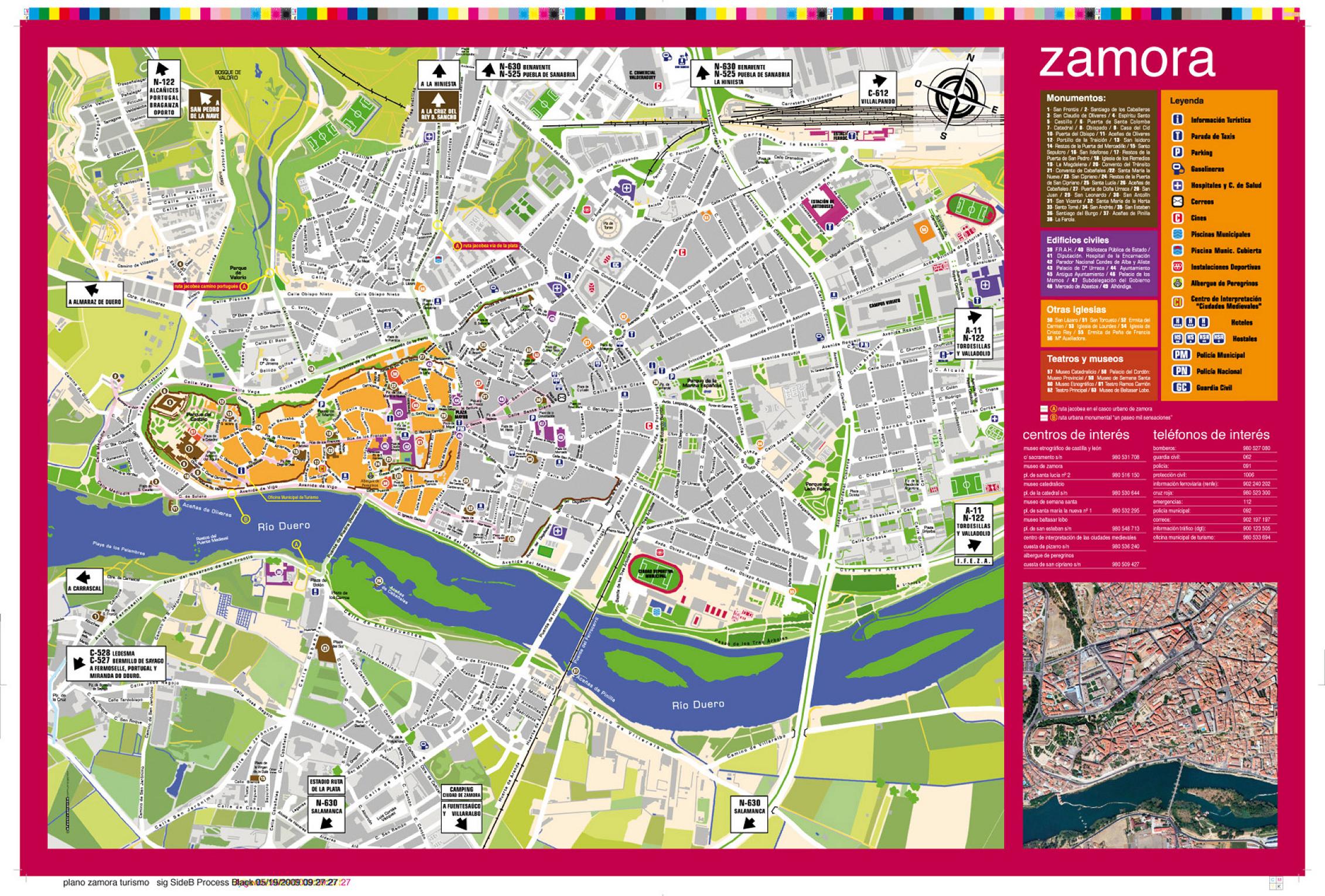 Zamora tourist map 2009 Full size