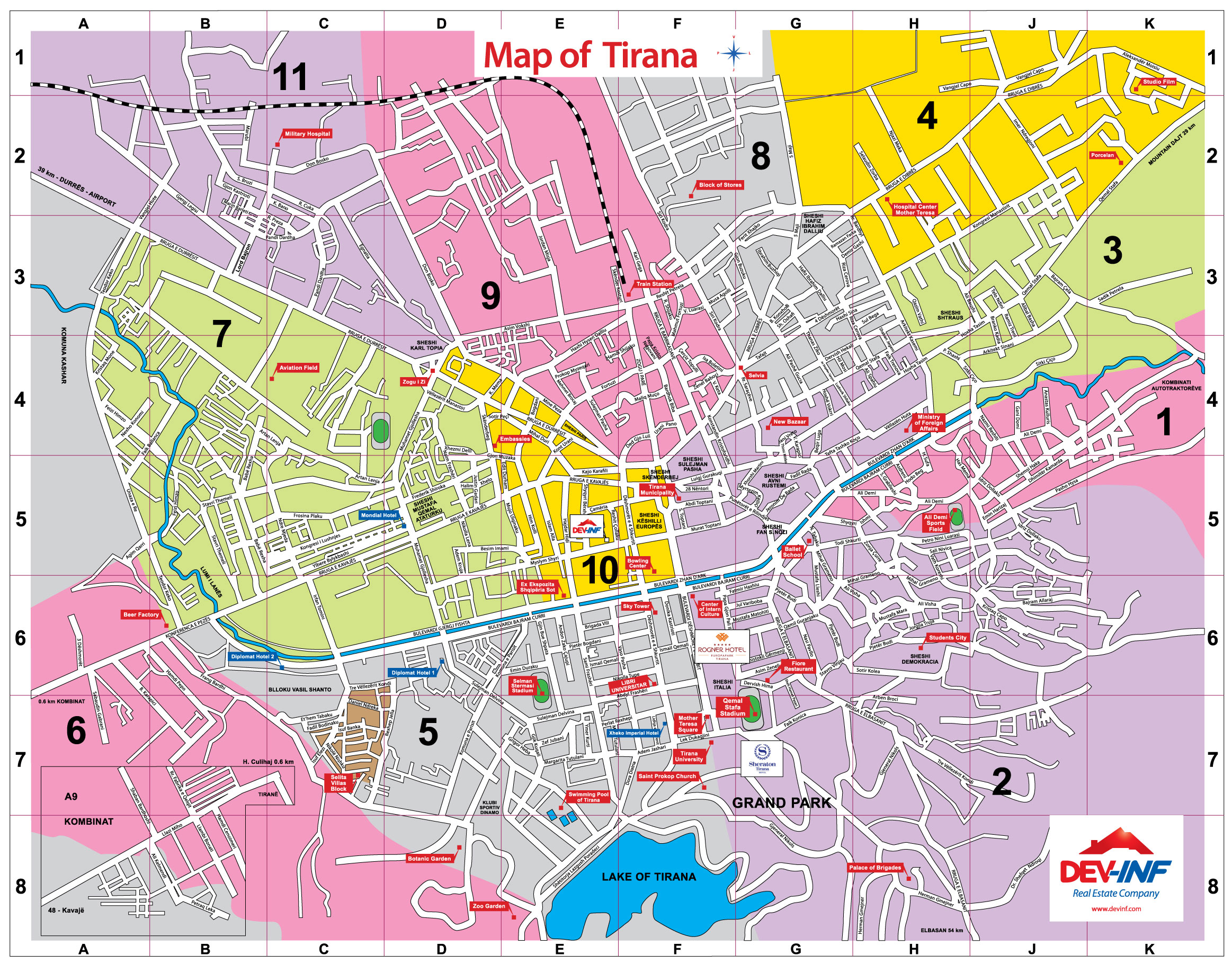 tirana tourism map