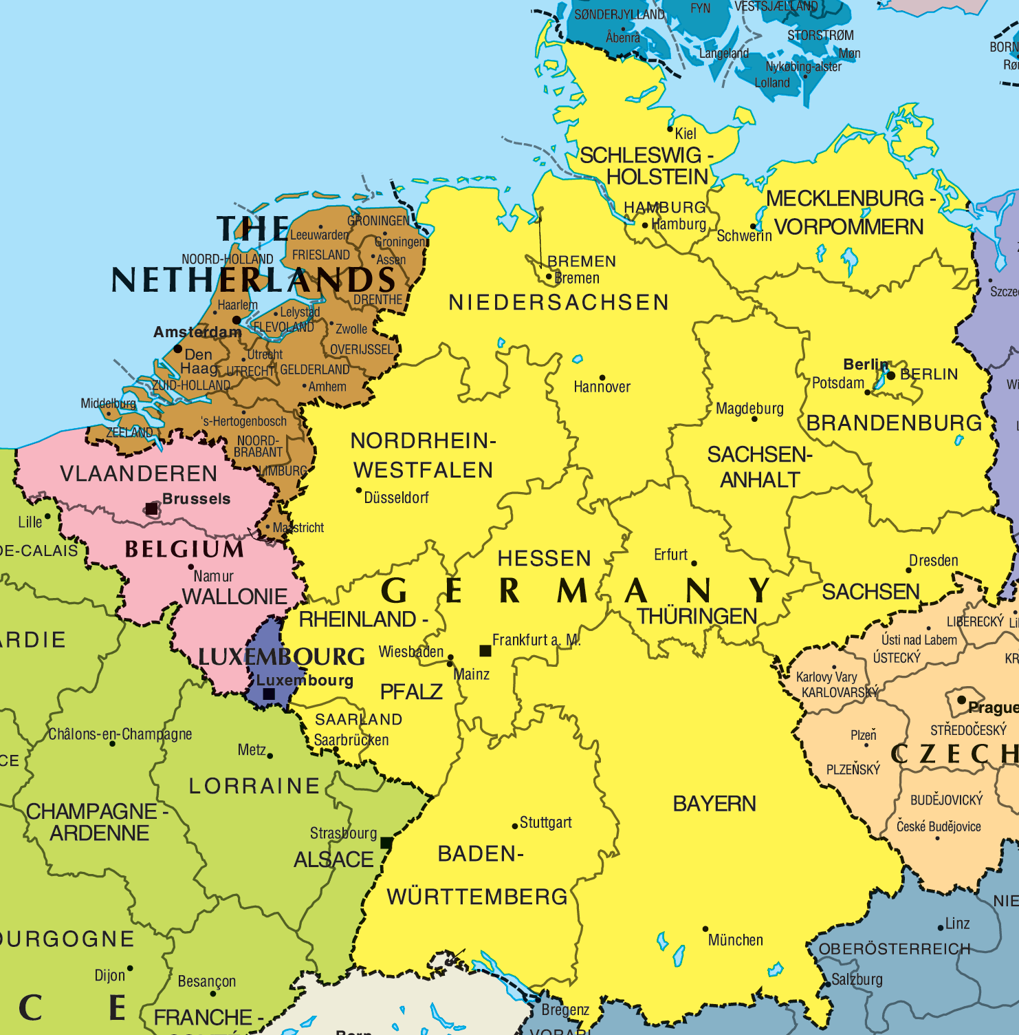 Mapa Político de Alemania.