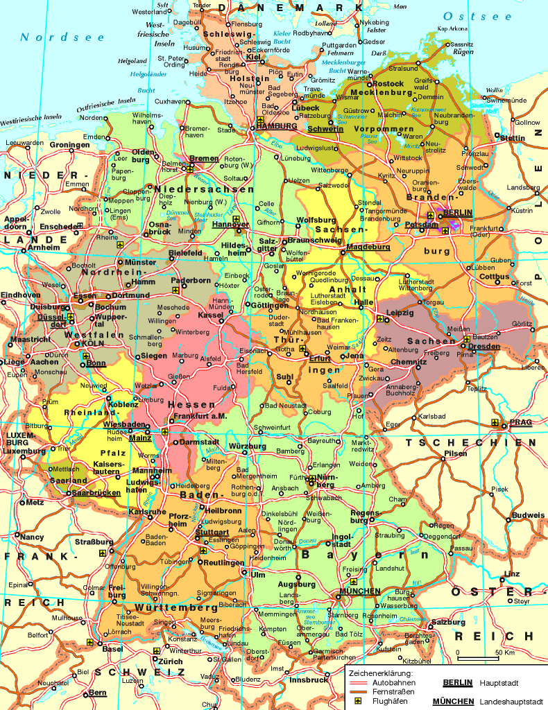 Mapa de carreteras de Alemania - Tamaño completo | Gifex