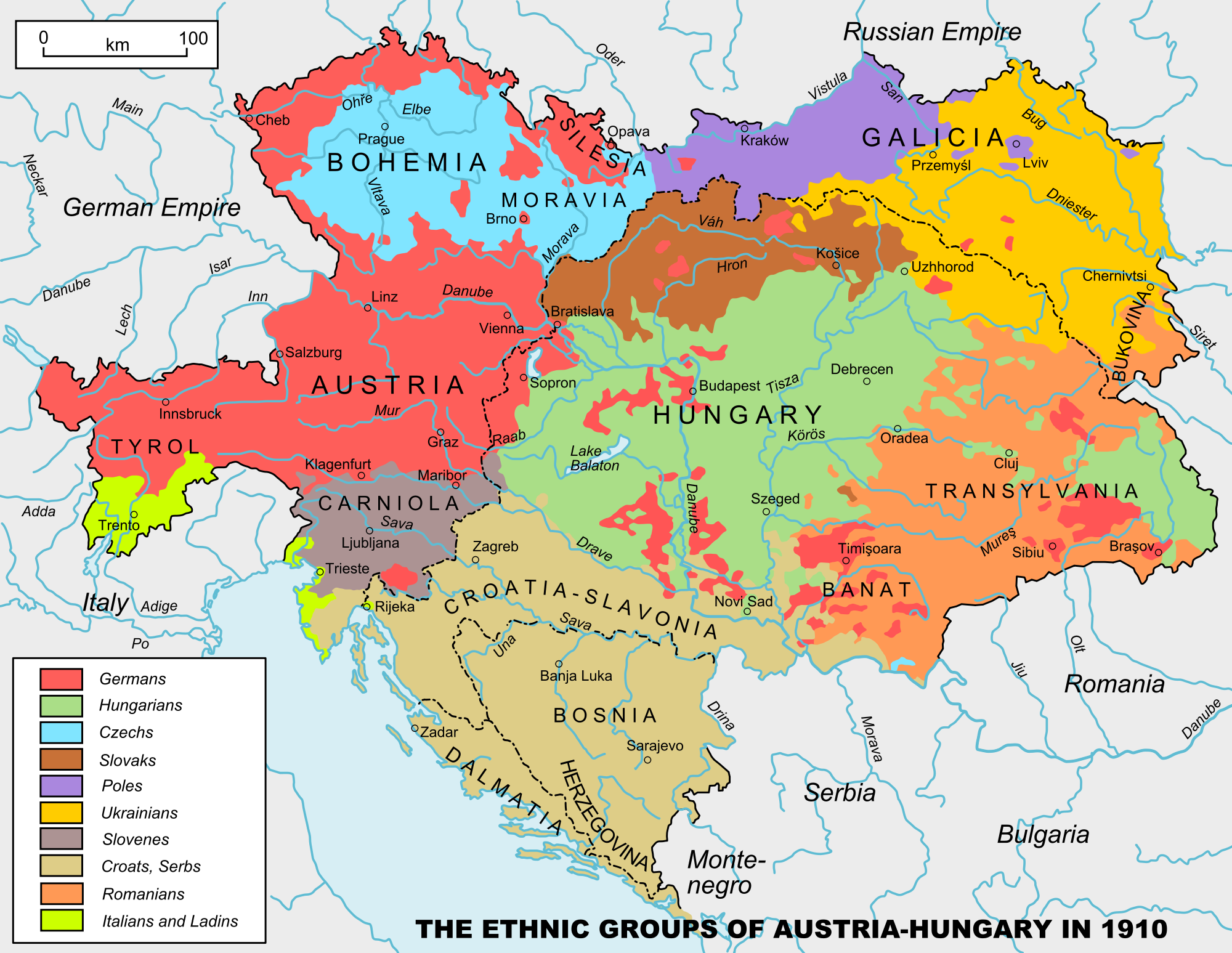 Los grupos étnicos de AustriaHungría en 1910 Tamaño completo Gifex