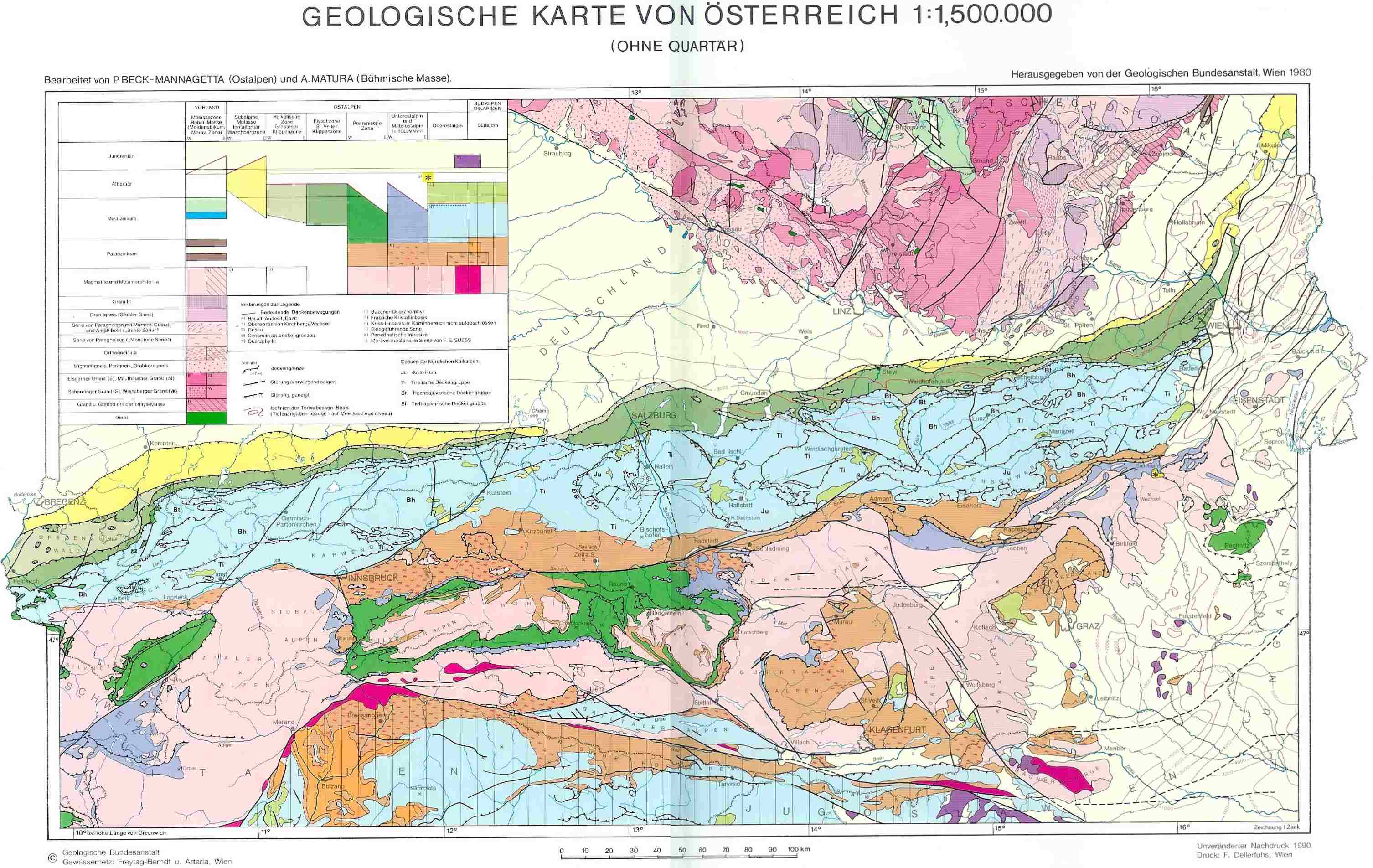 Mapa geológico de Austria - Tamaño completo