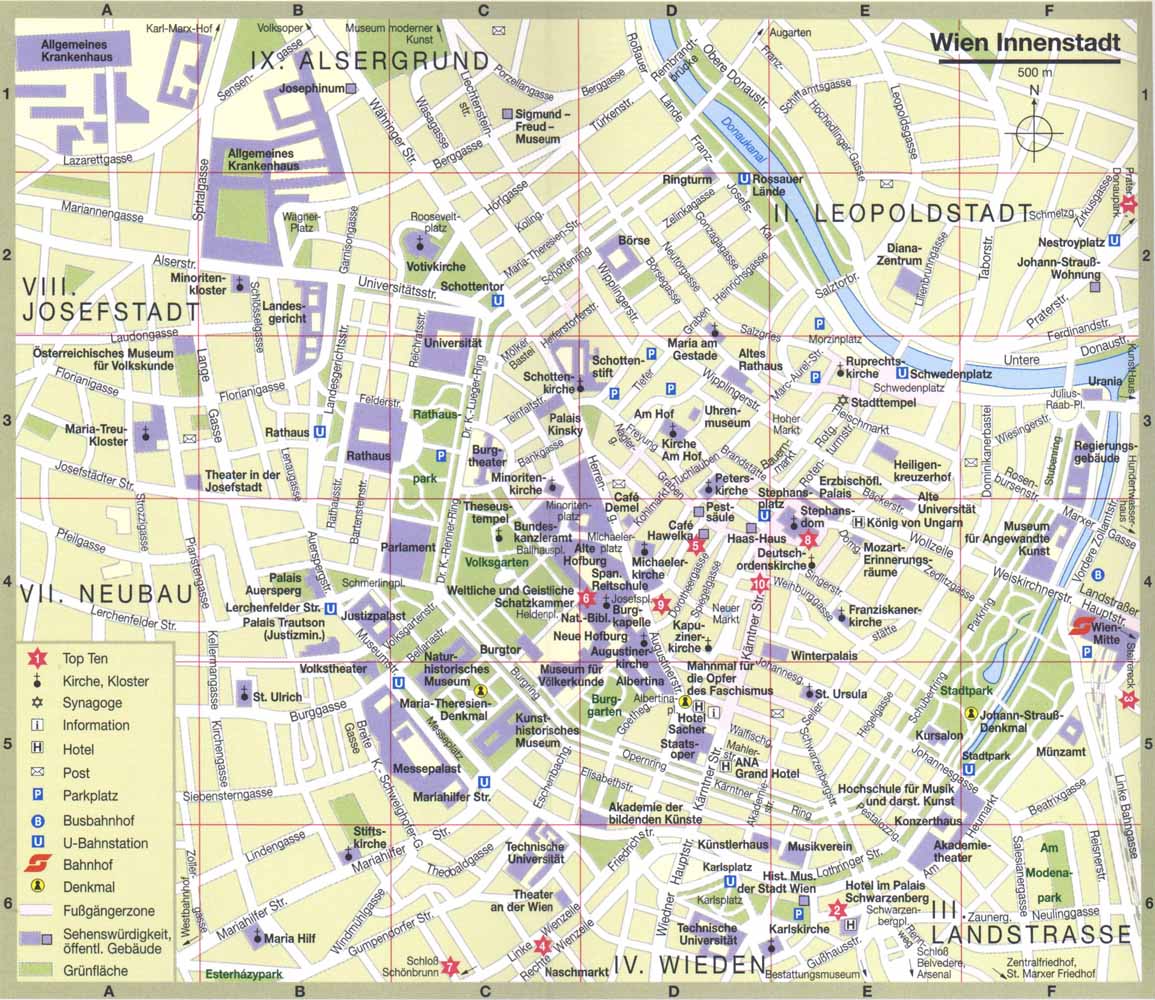 tourist map in vienna