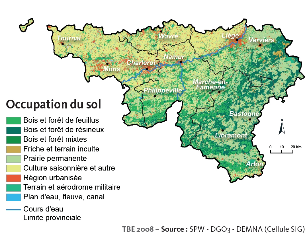 Land use map of Walloon Region Full size Gifex