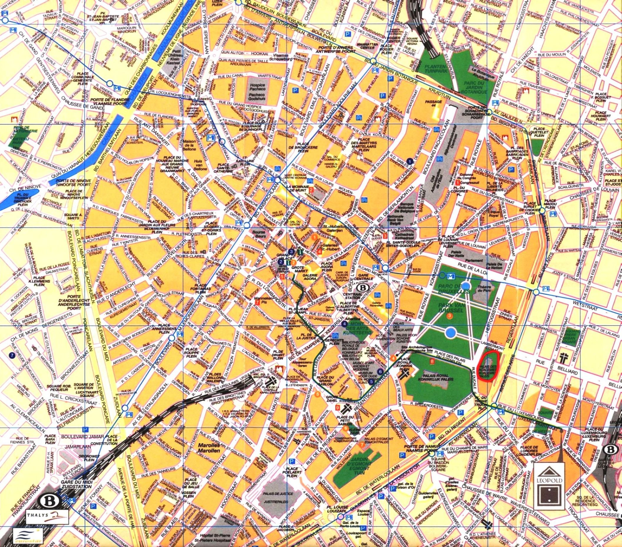 tourist map of brussels city centre