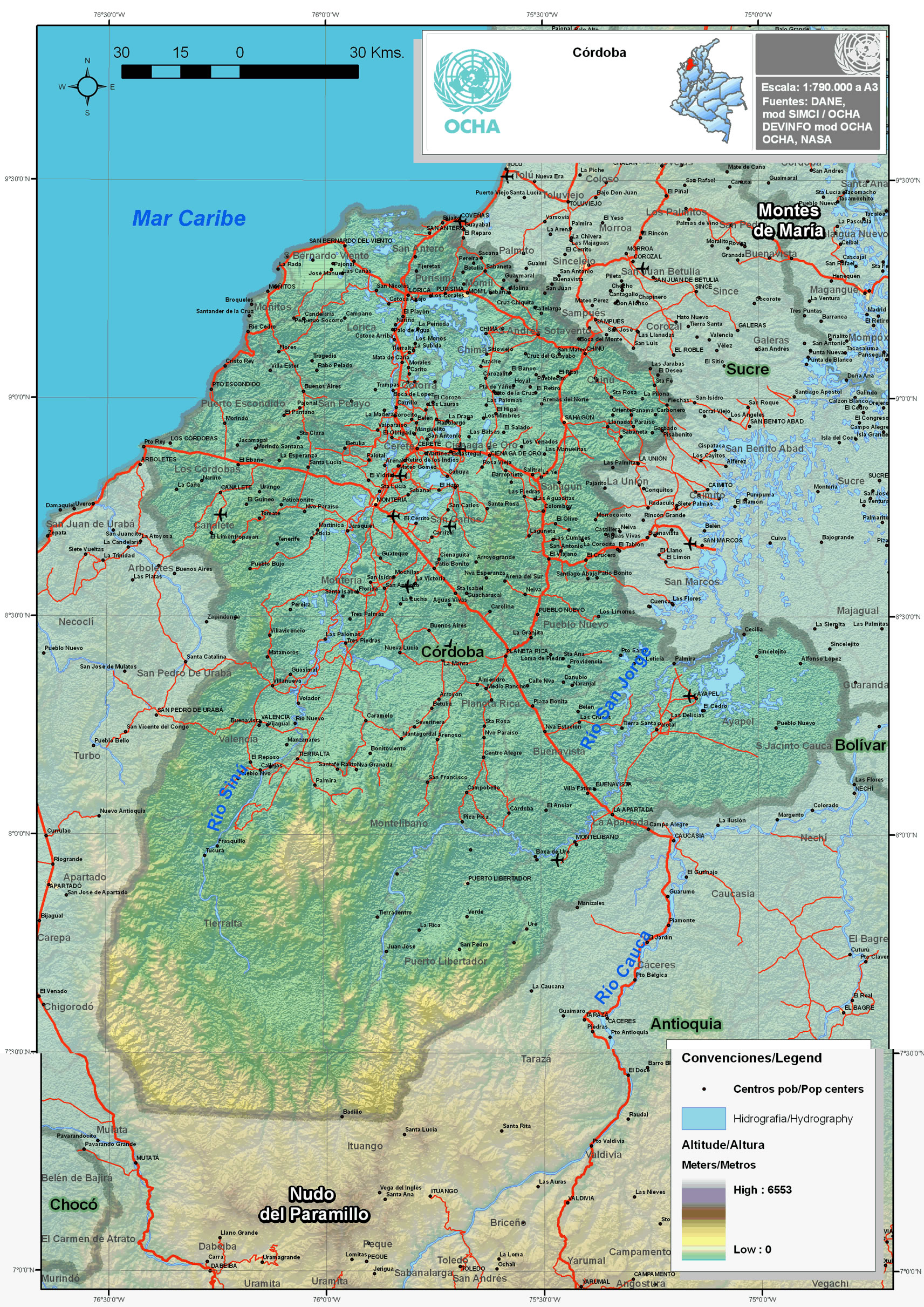 Physical map of Córdoba Full size