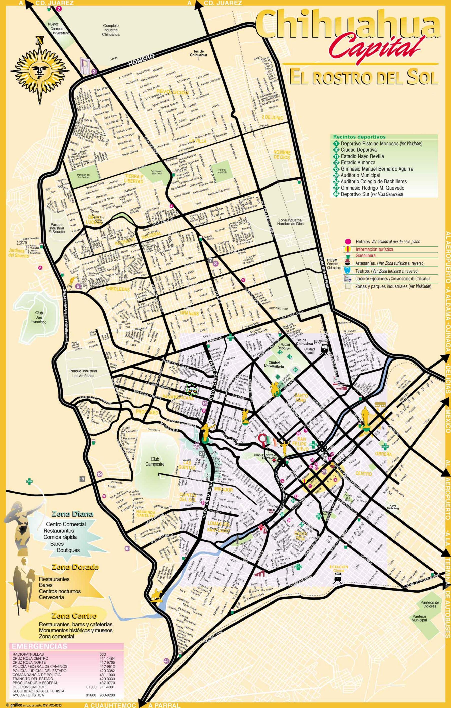 Mapa de la ciudad de Chihuahua Tamaño completo