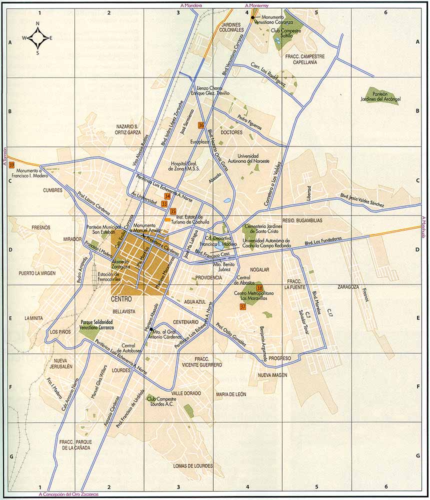 Map of Saltillo Full size Gifex