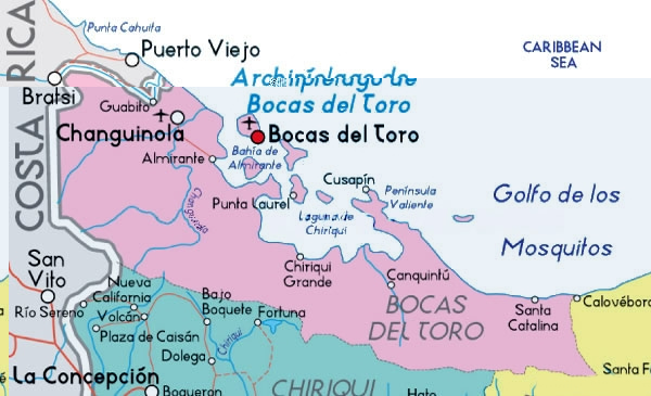 Mapa de Bocas del Toro Tamaño completo