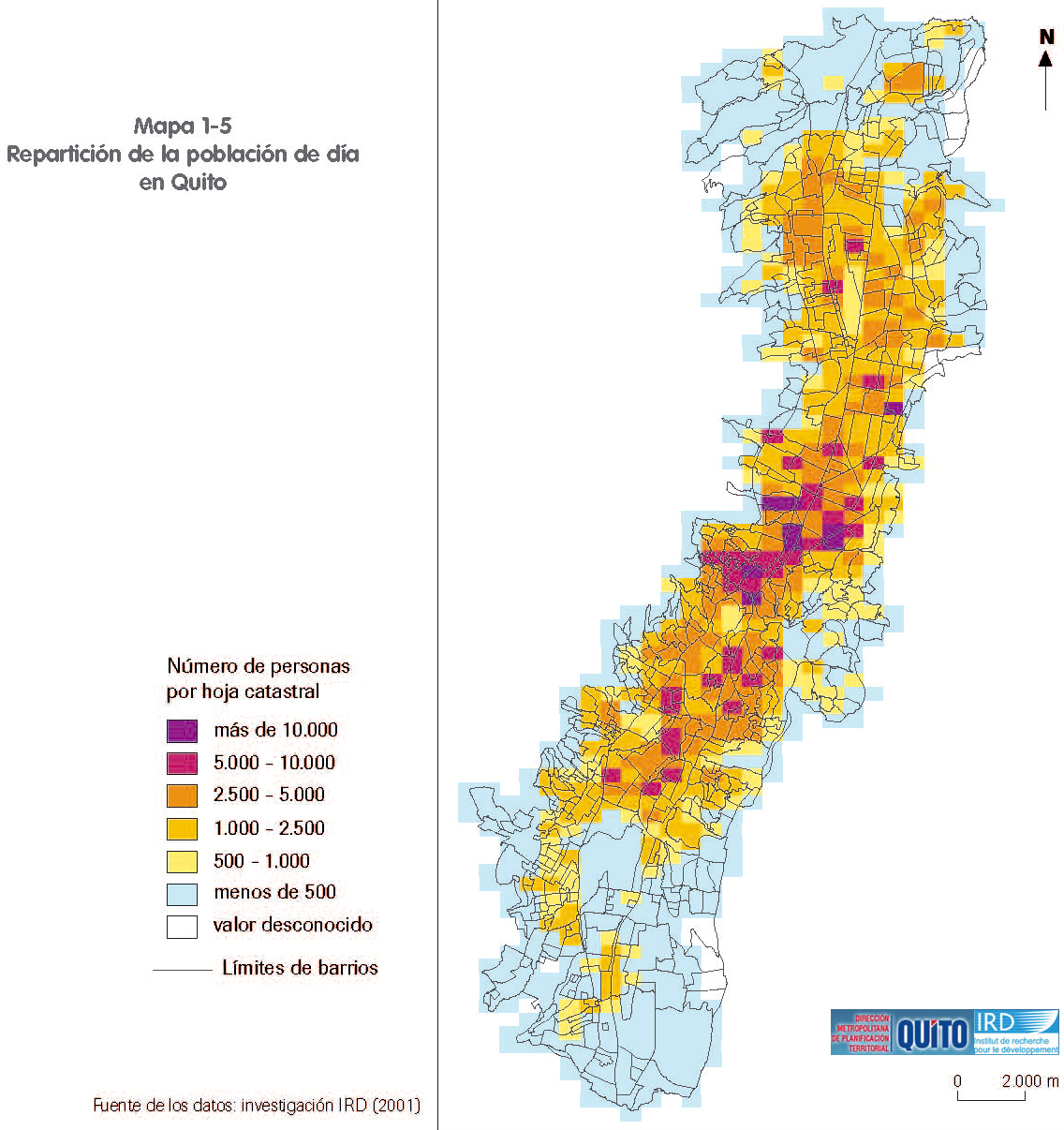 Distribution of the population of Quito in the day 2001 Full size