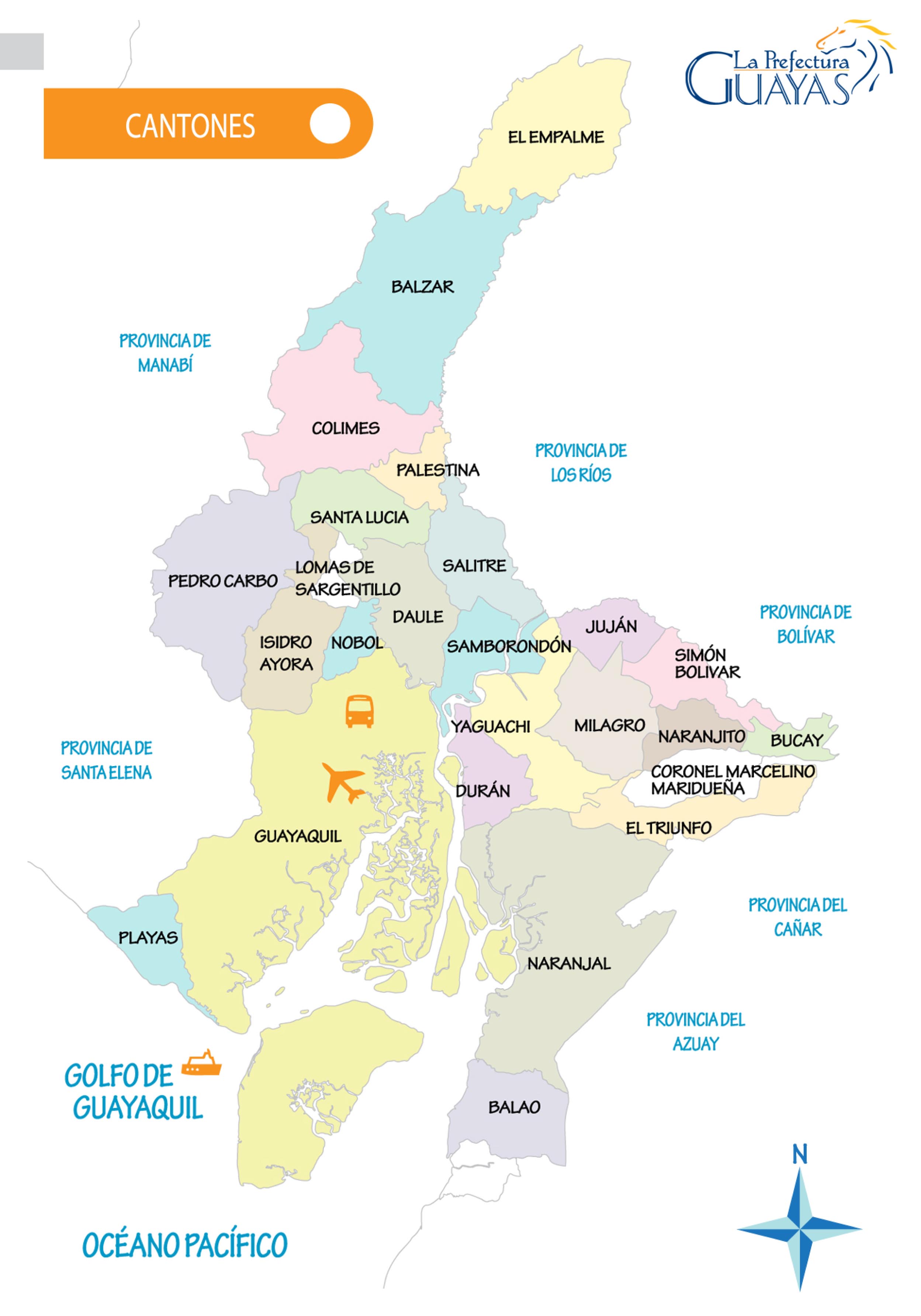 Cantons of Guayas Full size