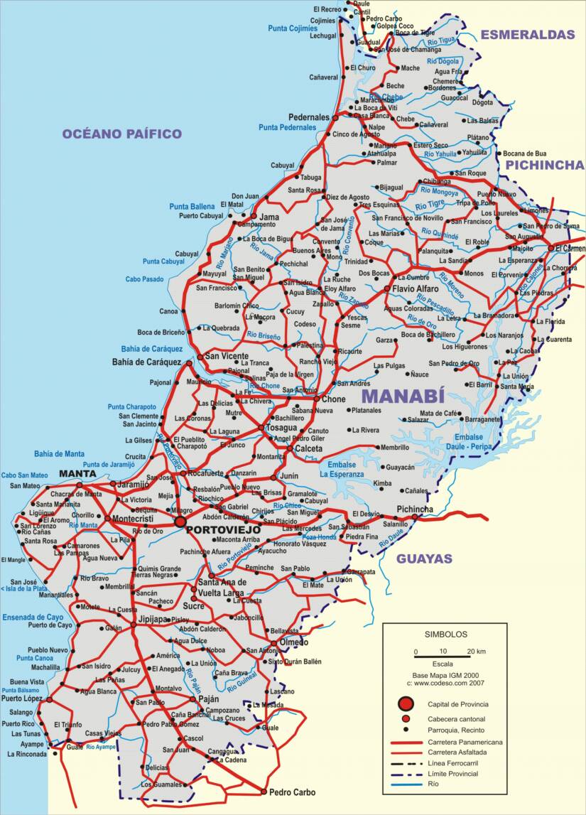 Mapa De Carreteras De Manabi Tamano Completo Gifex