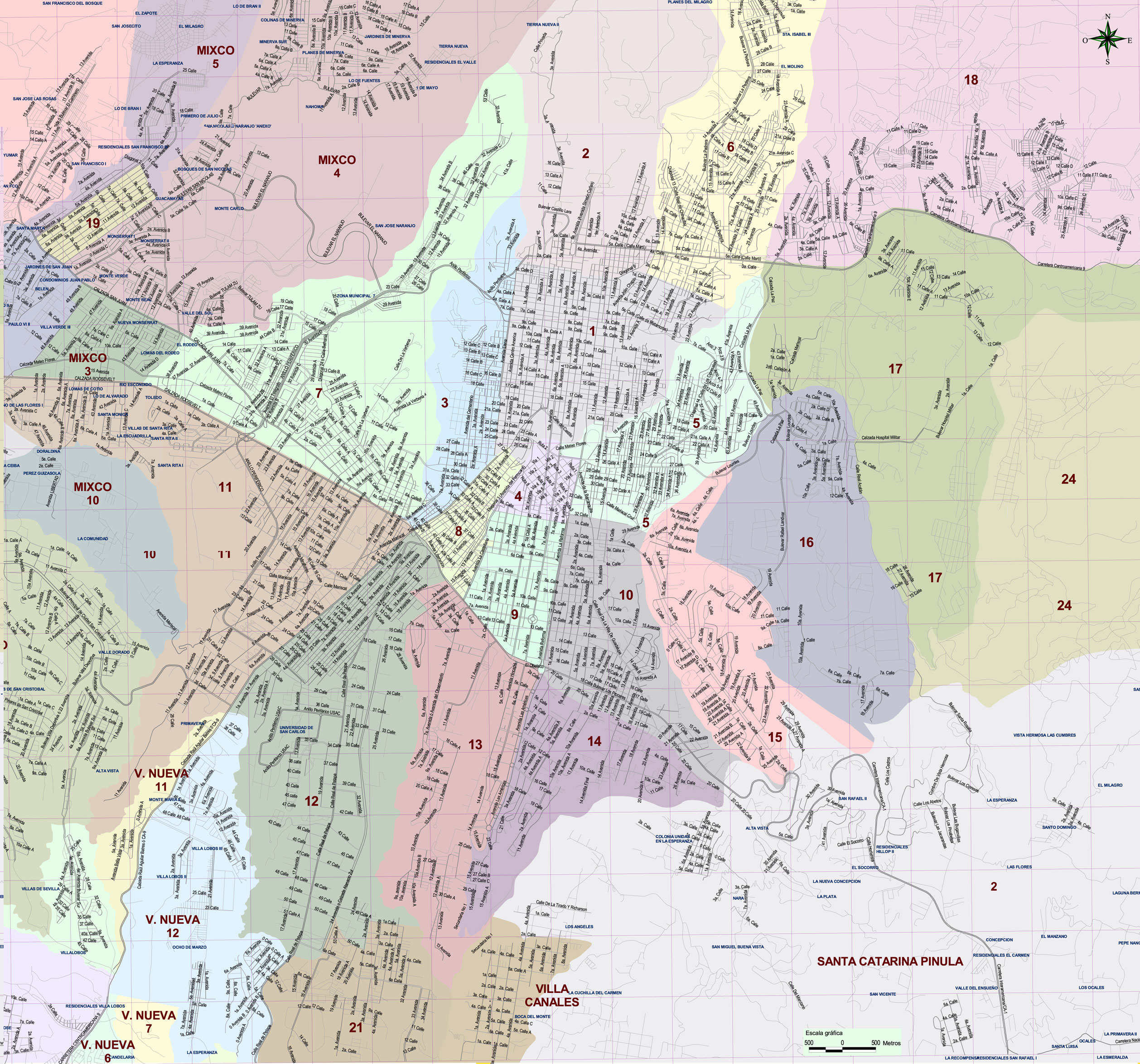 Mapa Ciudad De Guatemala Por Zonas - Image to u