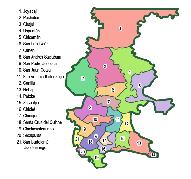 Municipalities of Quiché - Full size