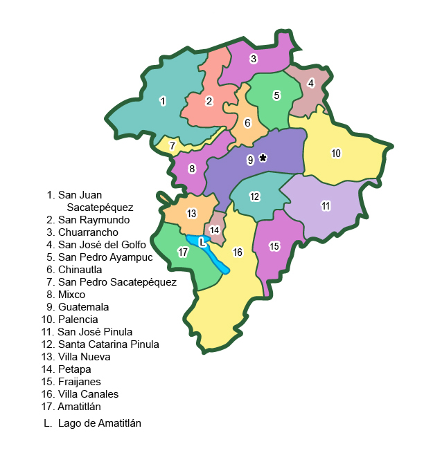 Municipalities of Guatemala Department - Full size