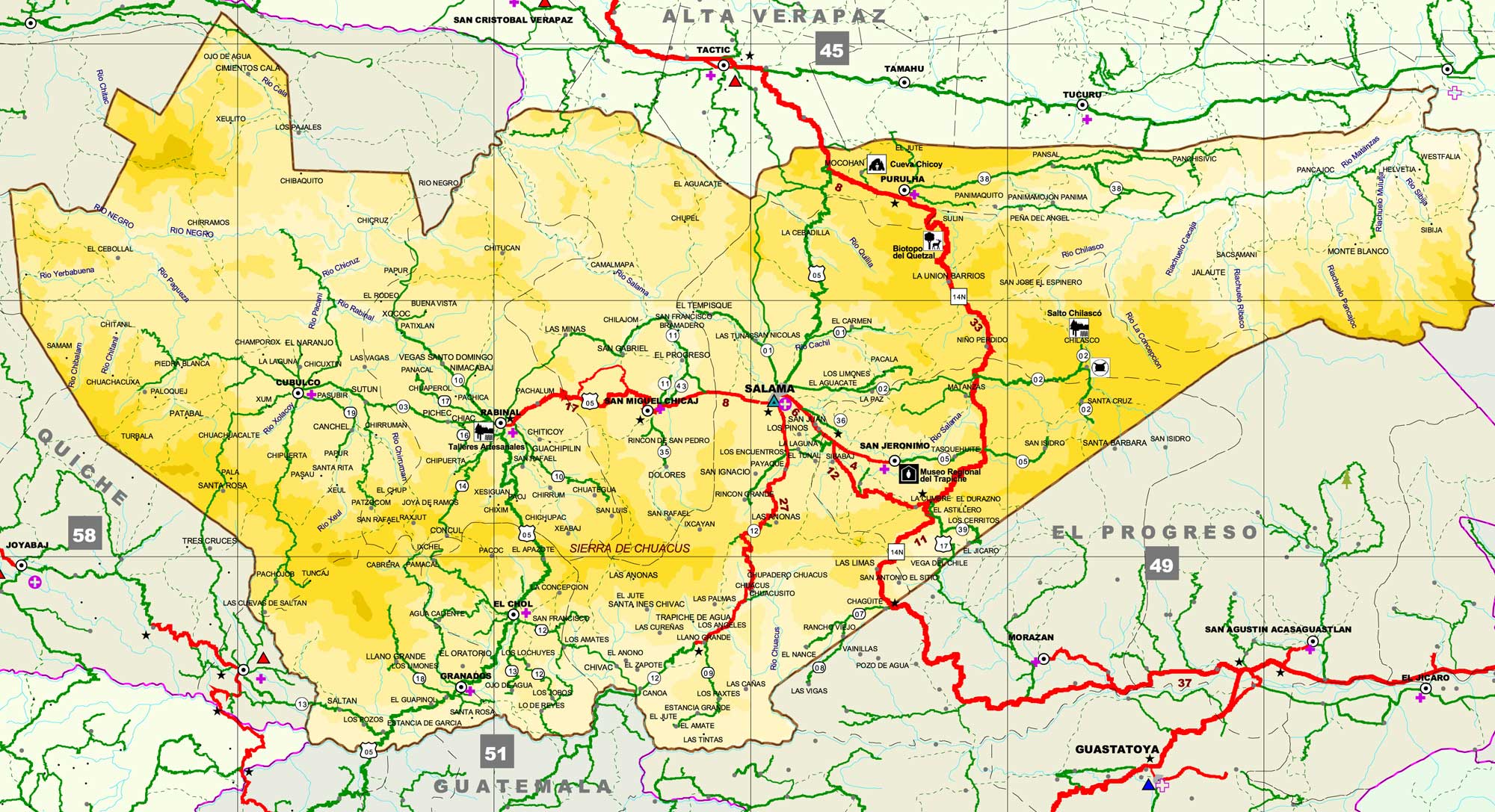 Baja Verapaz Guatemala Map Map Of Baja Verapaz - Full Size | Gifex