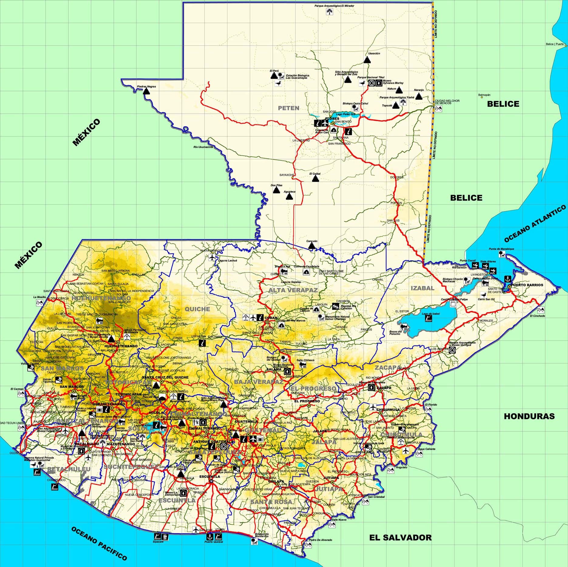 Mapa de Guatemala - Tamaño completo | Gifex