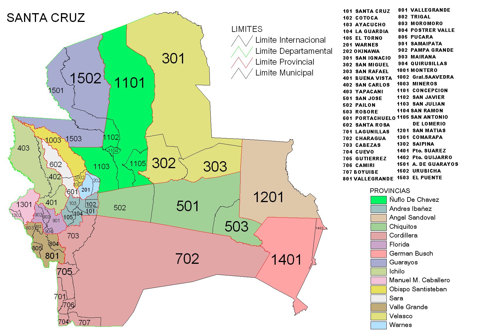 Provincias del Departamento de Santa Cruz Tamaño completo Gifex