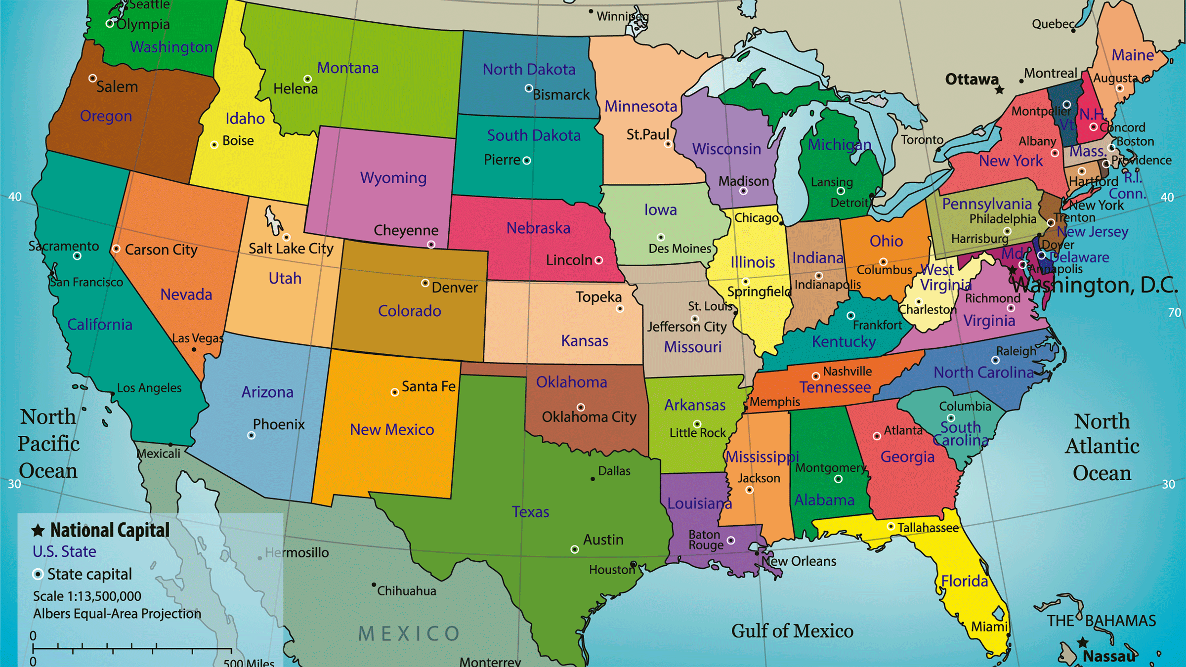 Mapa De Estados Unidos Y Sus Estados Tamaño Completo Ex
