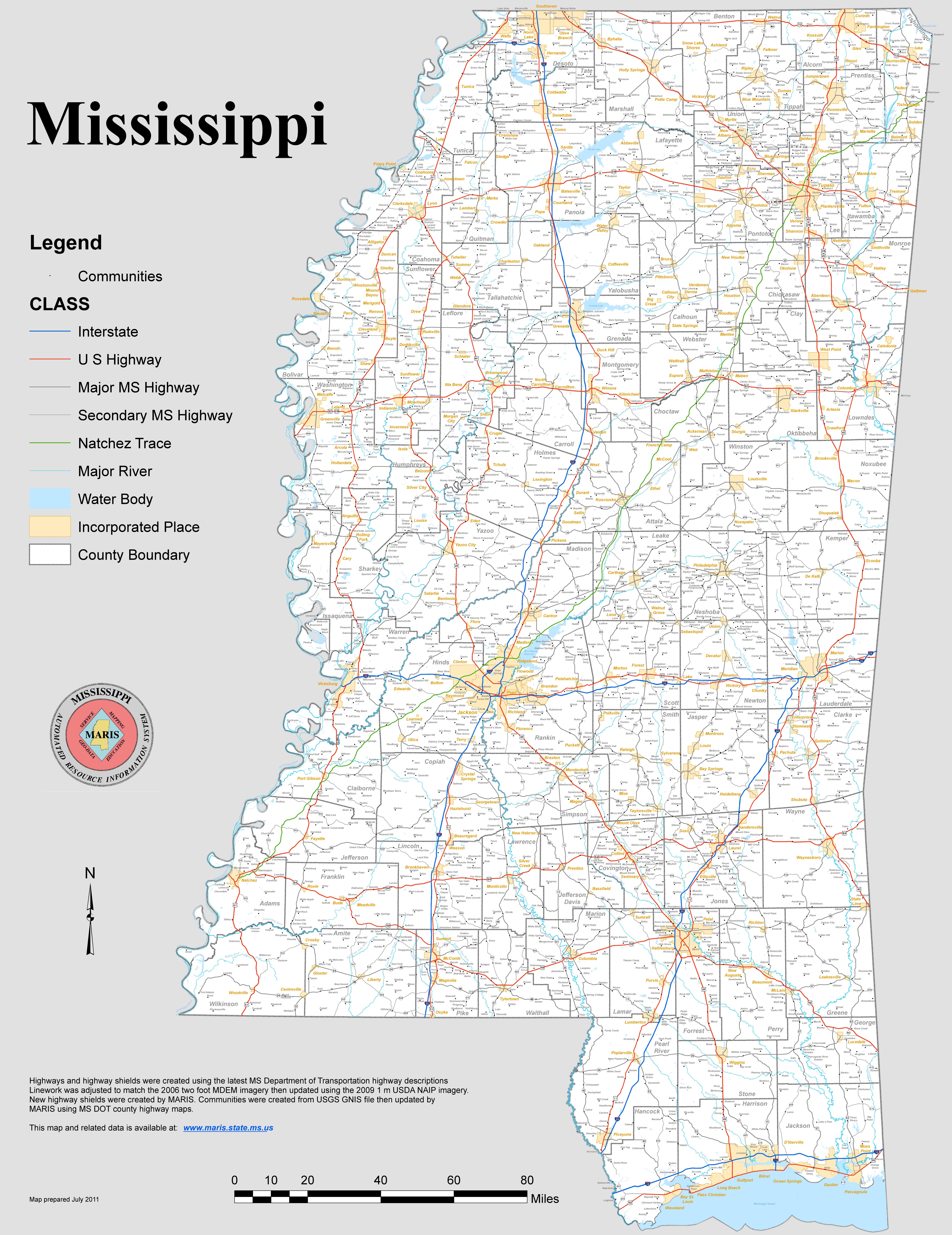 Mississippi Map Printable