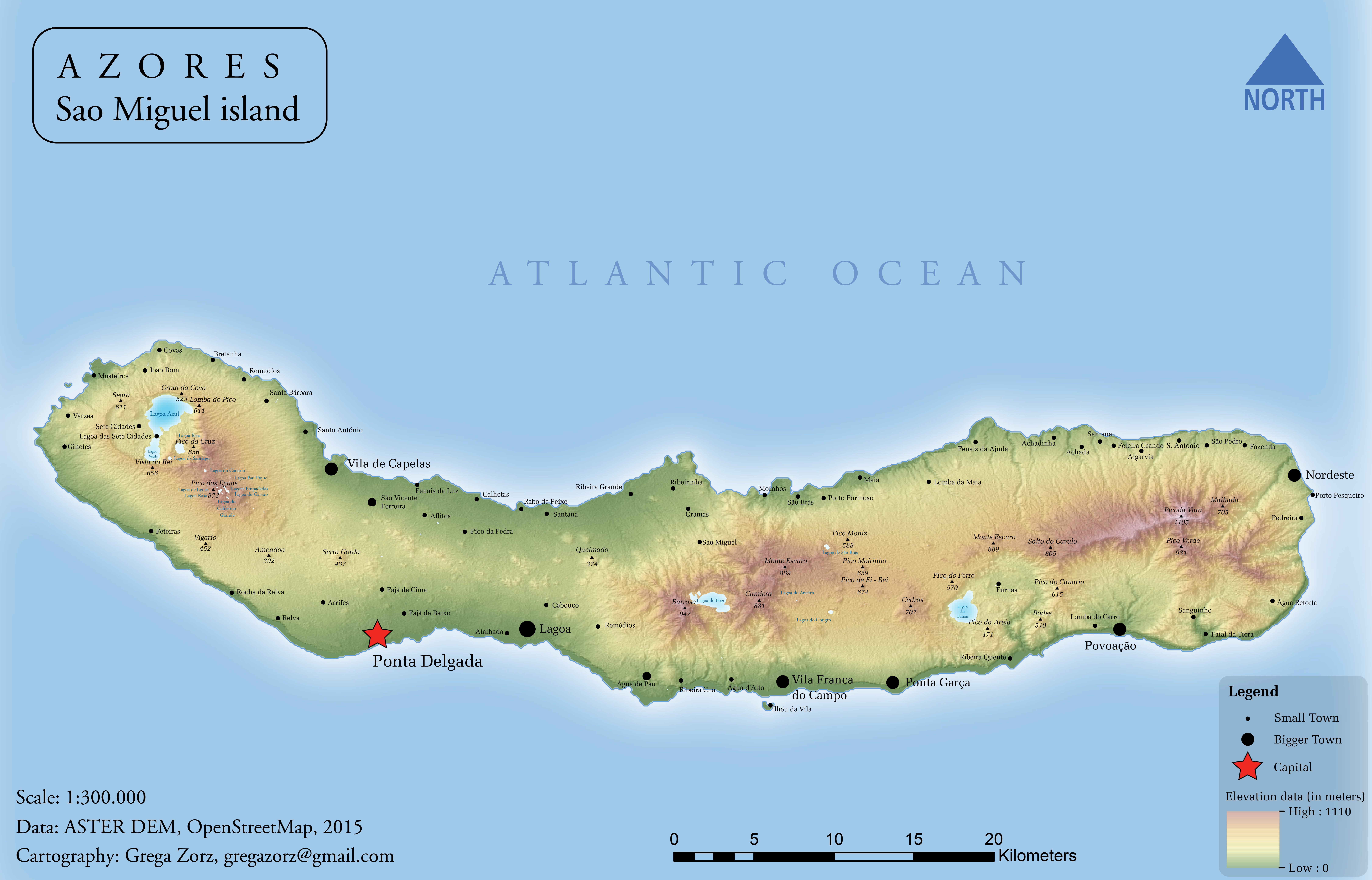 Map Of The Island Of Sao Miguel In The Azores Full Size Gifex