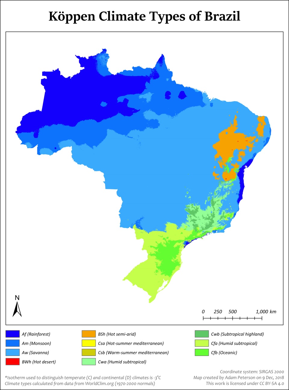 Mapa del clima de Brasil - Tamaño completo | Gifex