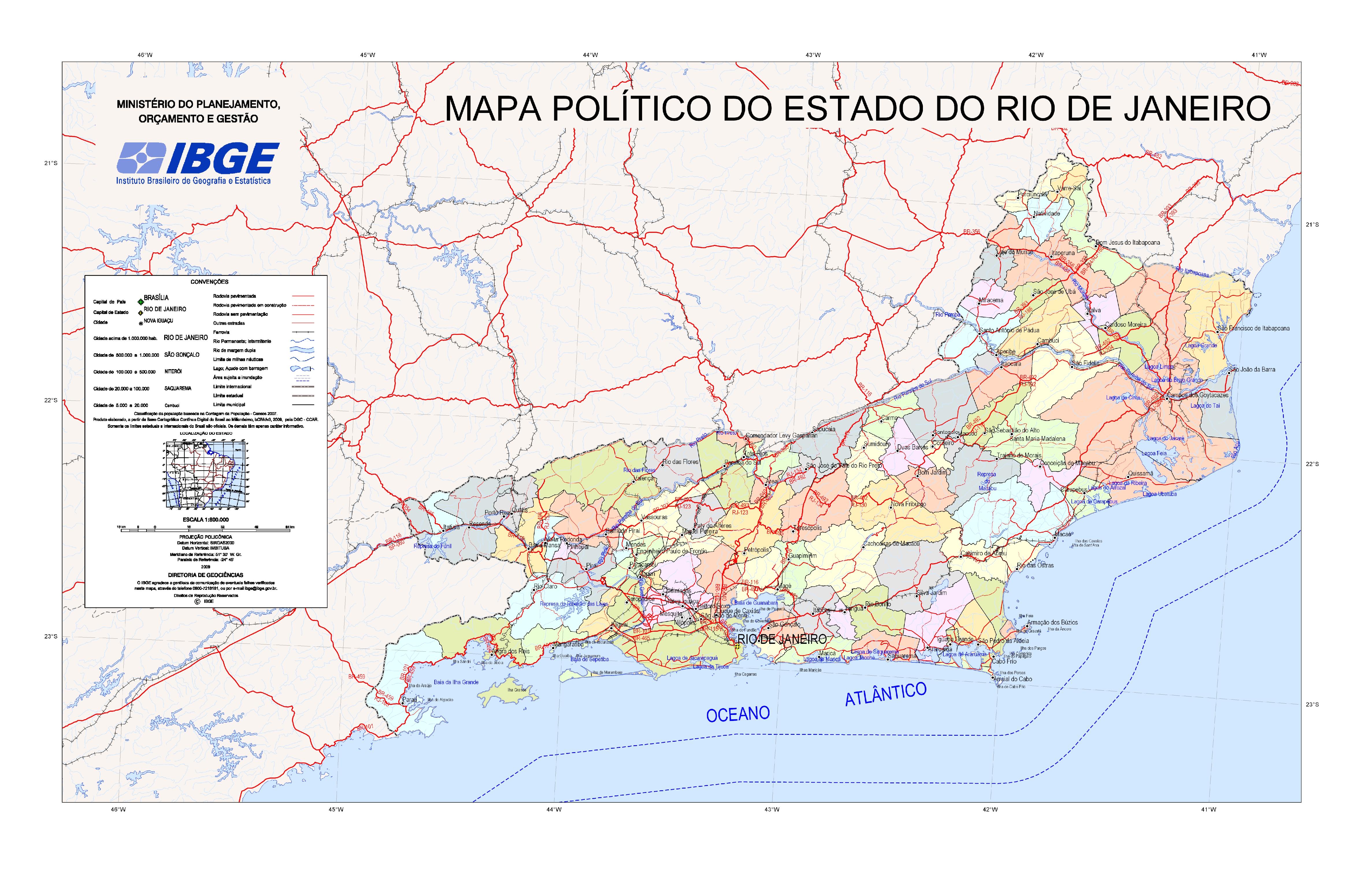 Political Map Of The State Of Rio De Janeiro Brazil Full Size Gifex