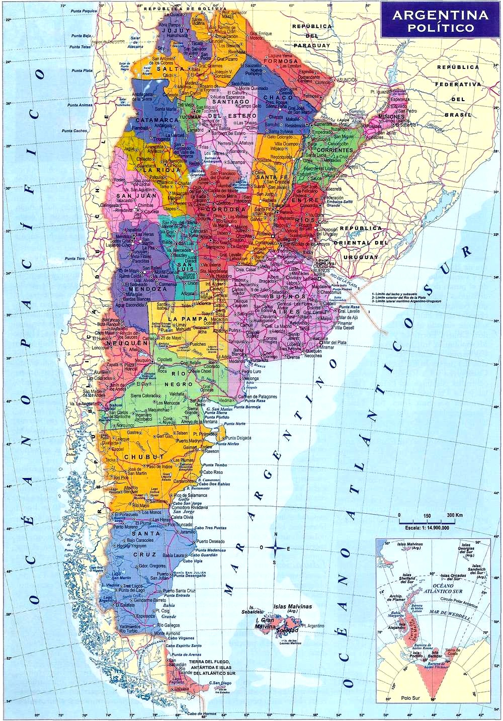 Mapa político de Argentina - Tamaño completo | Gifex