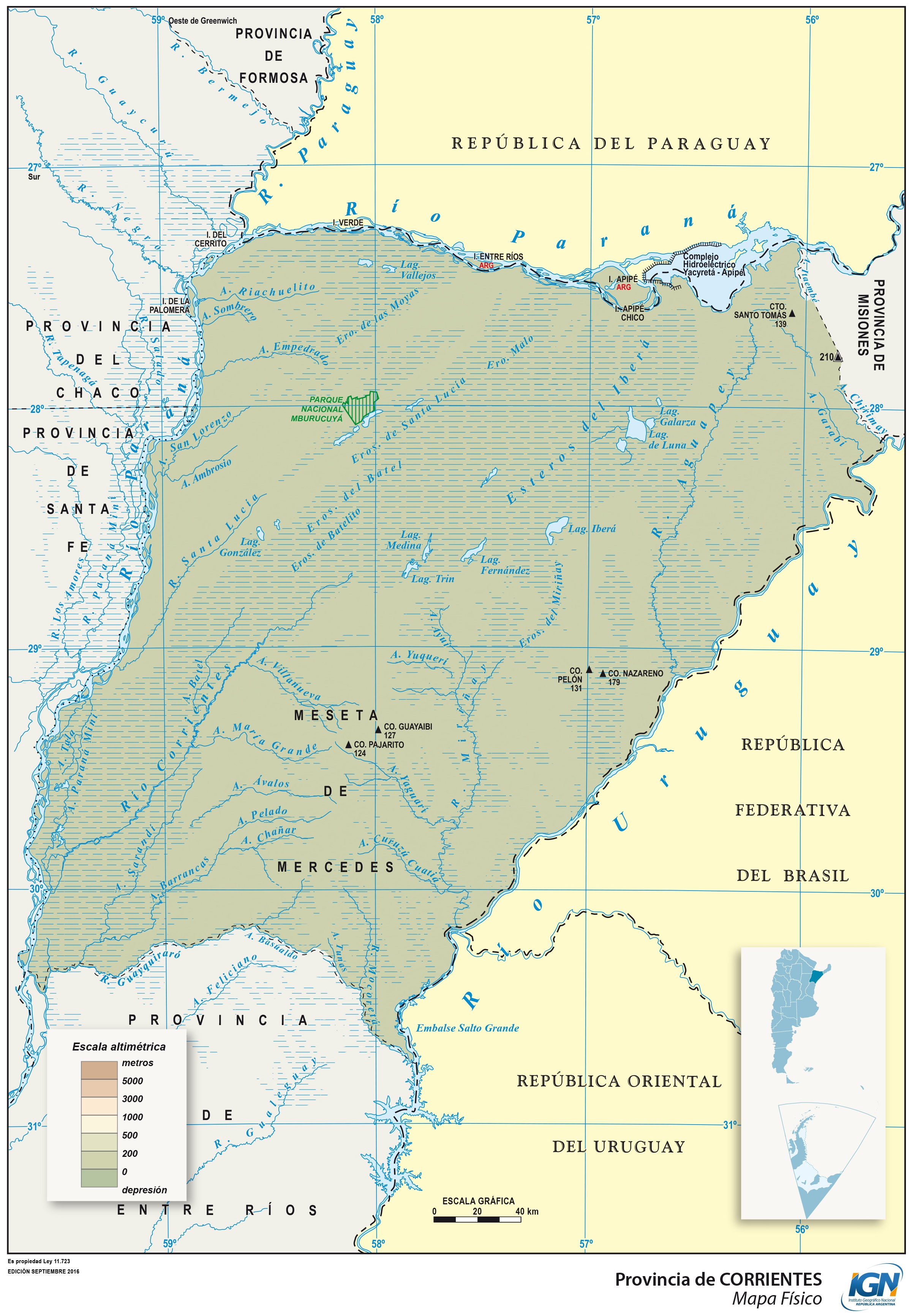 Mapa Físico De La Provincia De Corrientes Argentina Tamaño Completo