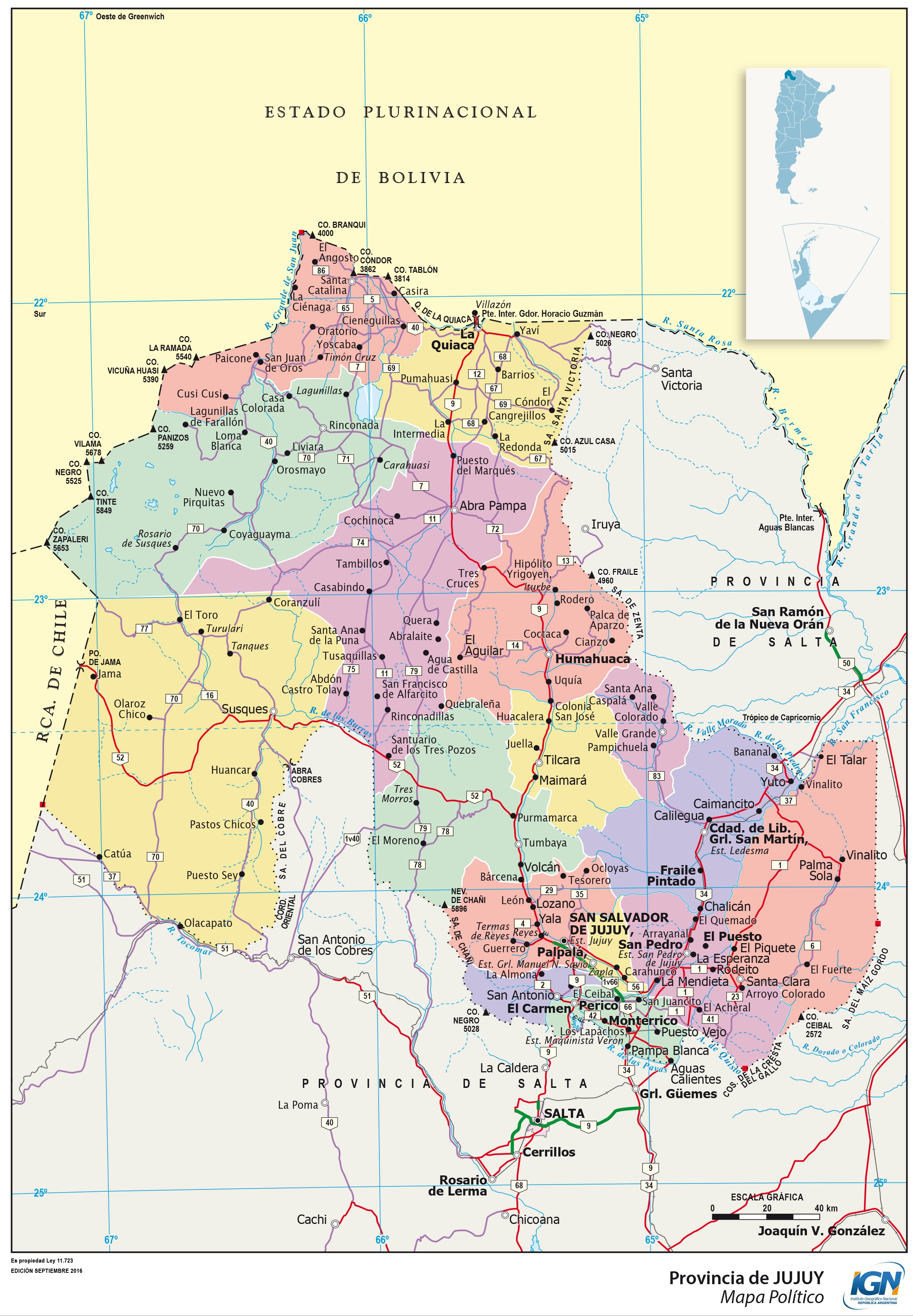 Map of the province of Jujuy and its departments - Full size | Gifex