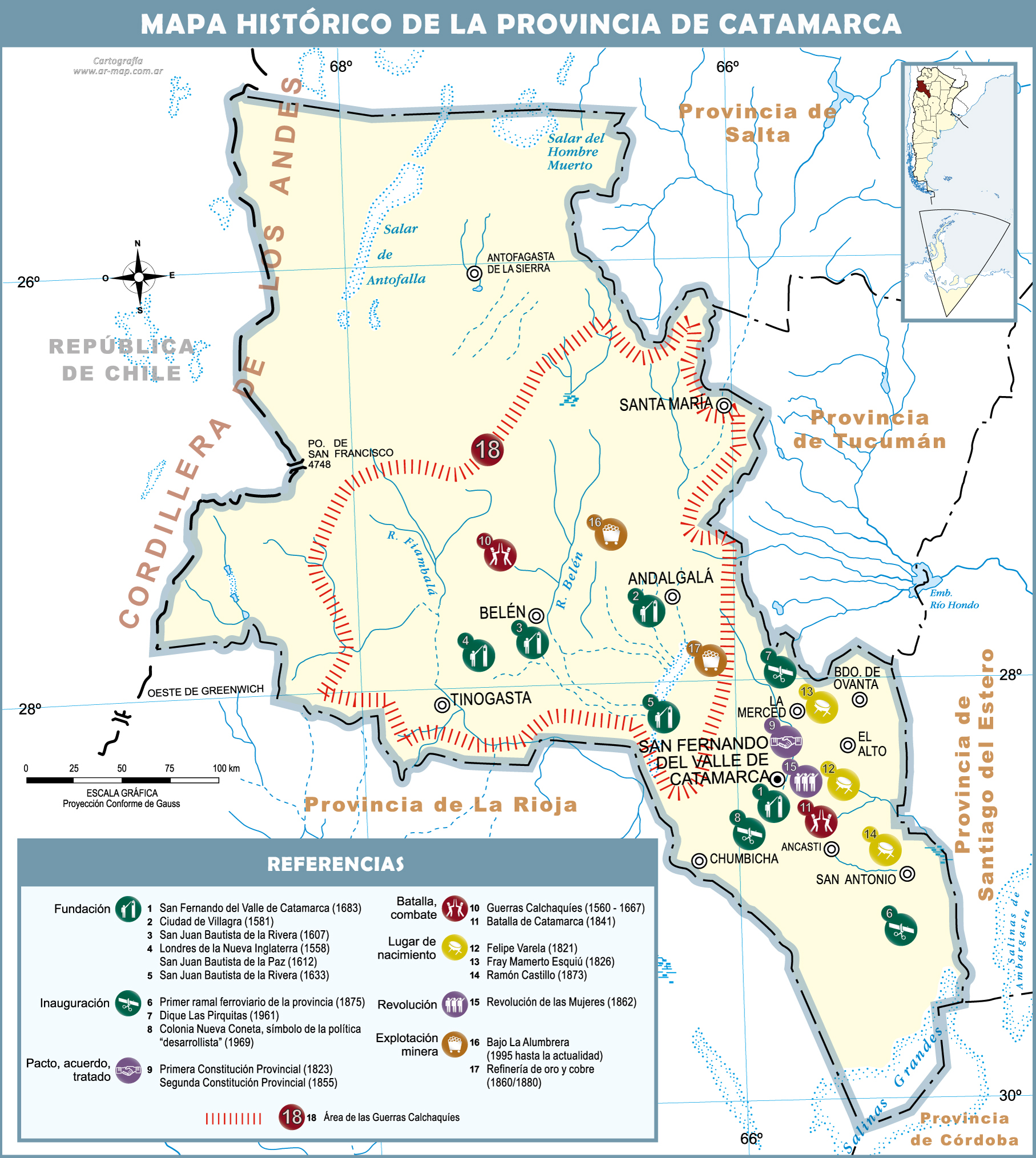 Mapa histórico de la Provincia de Catamarca Gifex